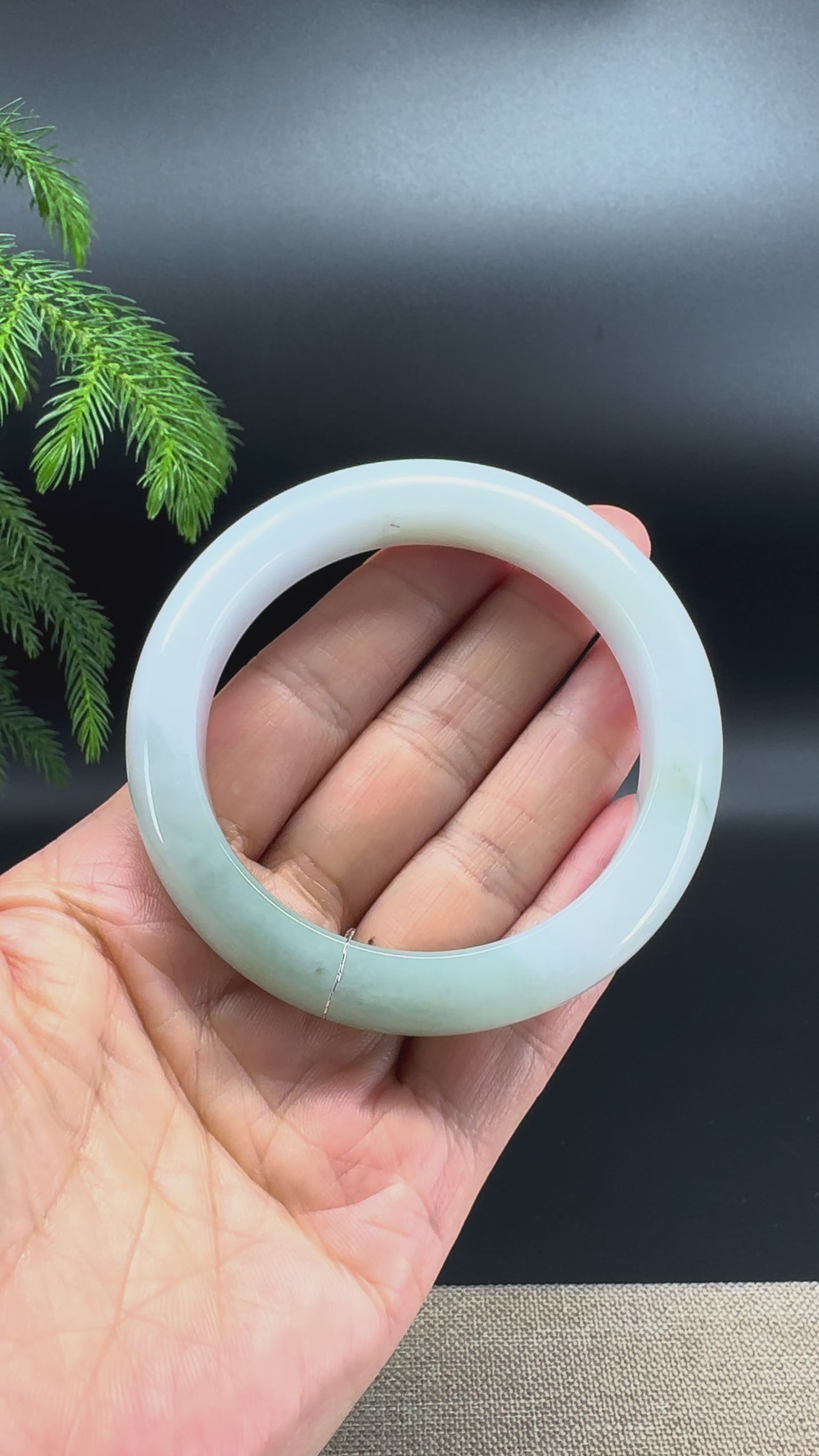 Genuine Burmese Light Matcha Green Jade Jadeite Bangle Bracelet (56.8mm)