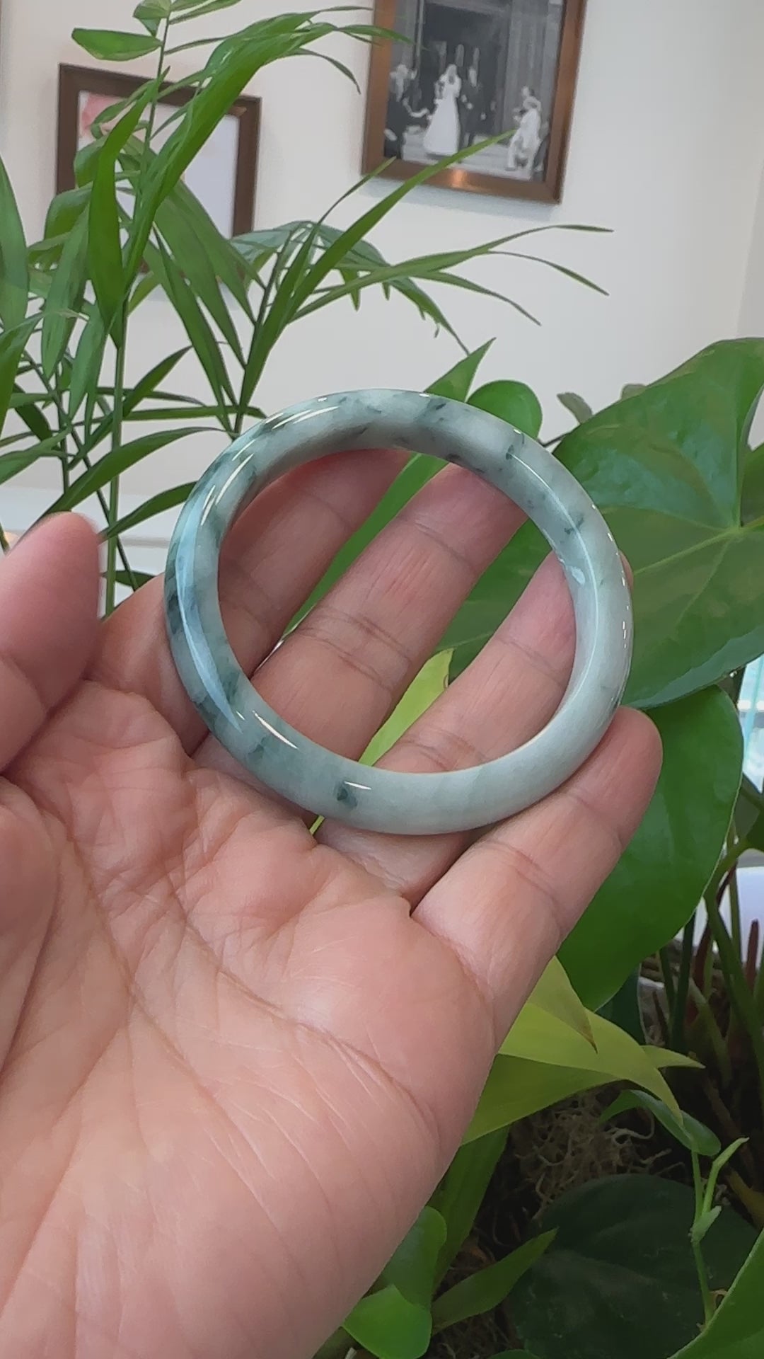 Load and play video in Gallery viewer, RealJade® Co. Blue-Green Classic Real Jadeite Jade Bangle Bracelet (55.65mm) #T082
