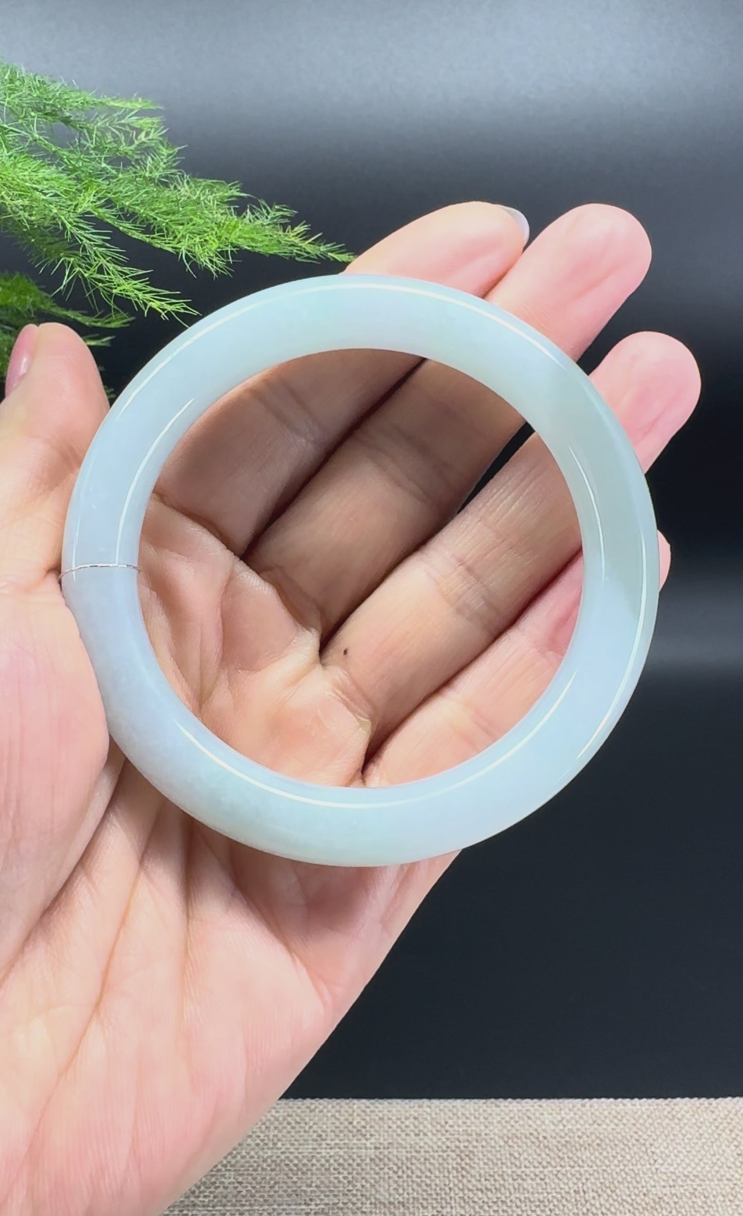 Genuine Burmese Icy Green Jade Jadeite Bangle Bracelet ( 55.5mm )