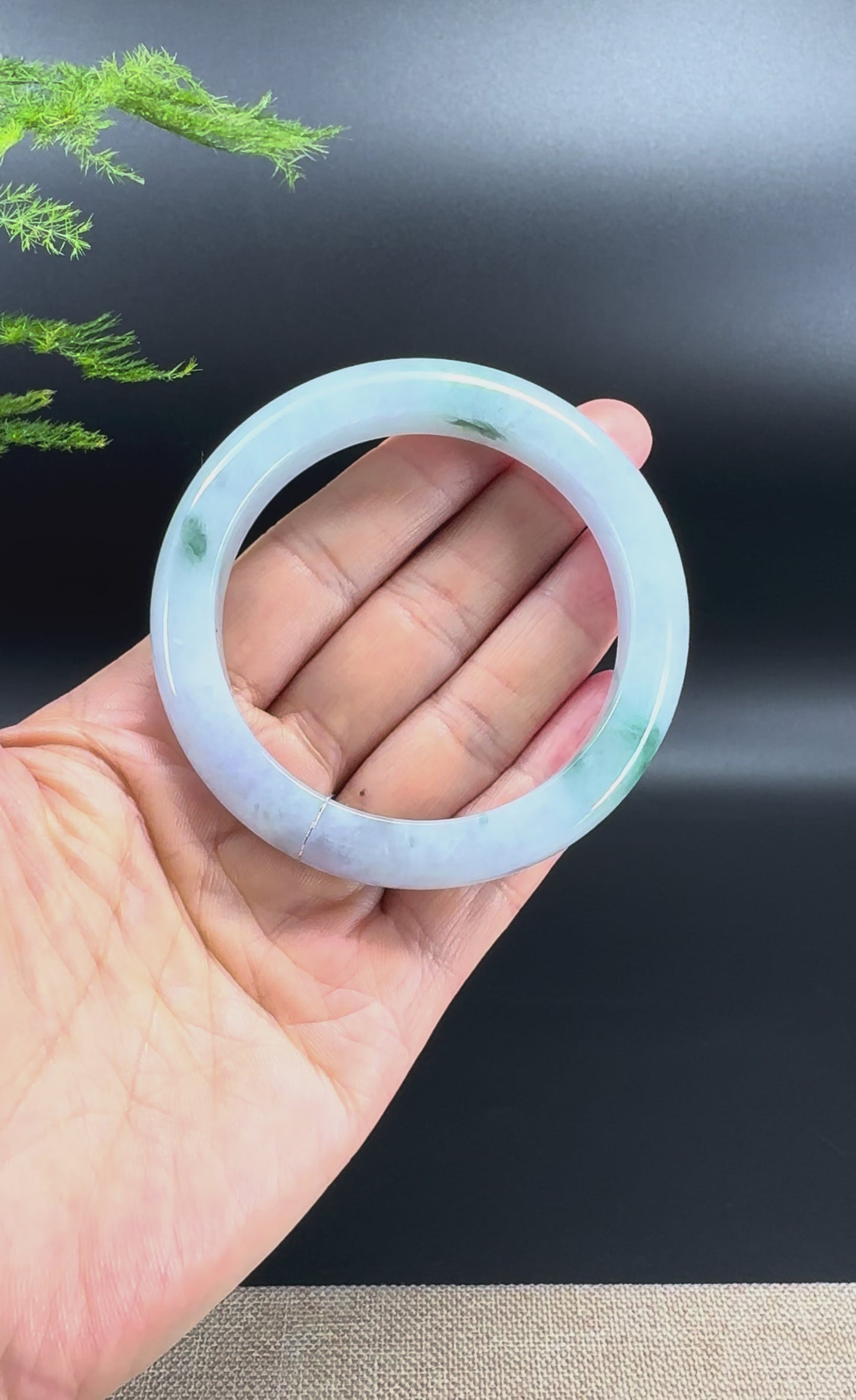 Genuine Burmese Green lavender Jade Jadeite Bangle Bracelet ( 57.1mm )