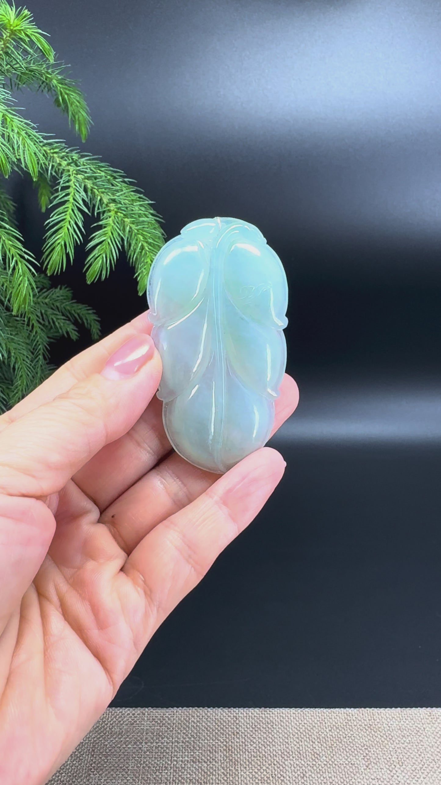 RealJade® Co. Genuine Ice Green Jadeite Jade Leaf Necklace