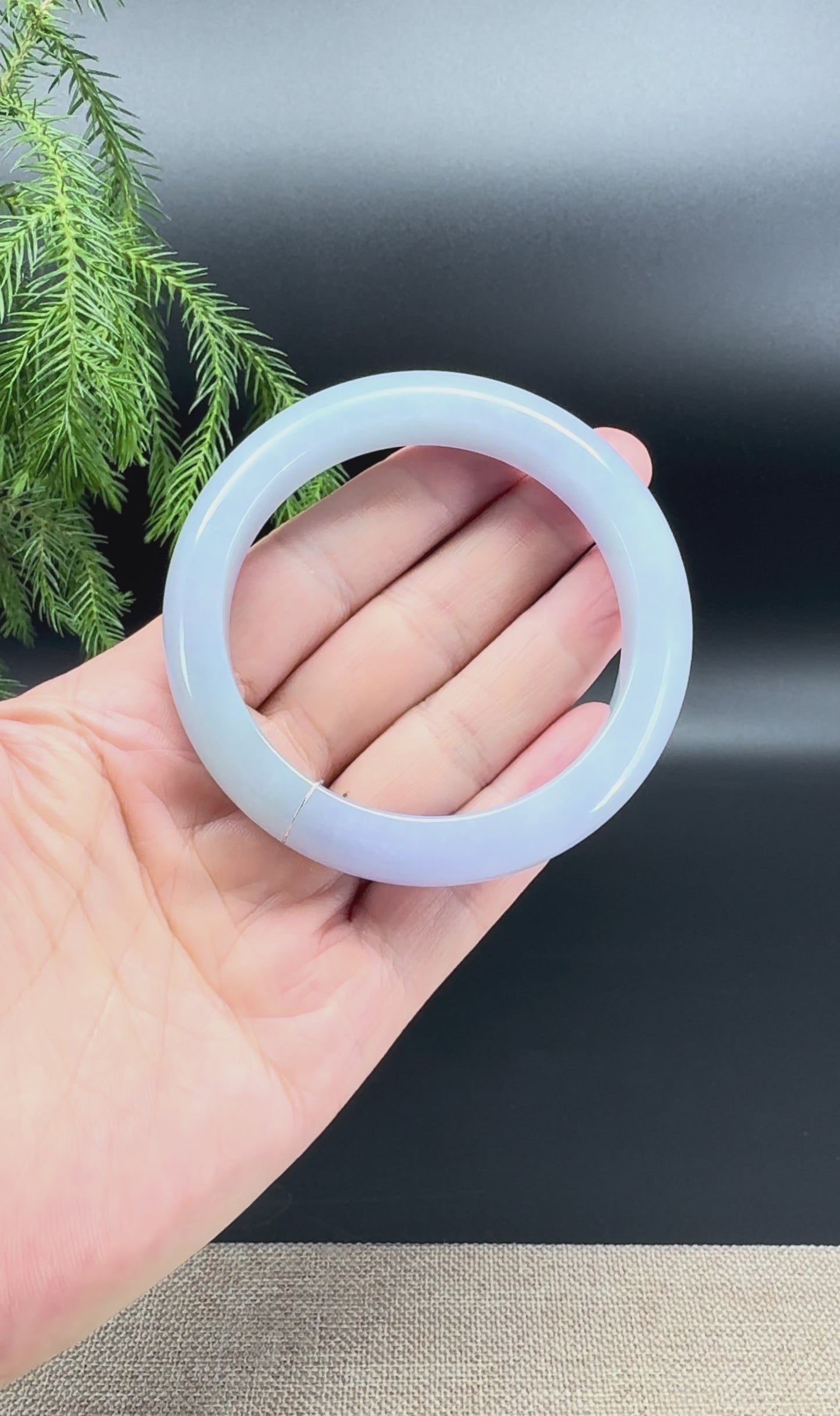 Genuine Burmese Lavender Green Jadeite Jade Bangle Bracelet (57.4mm)