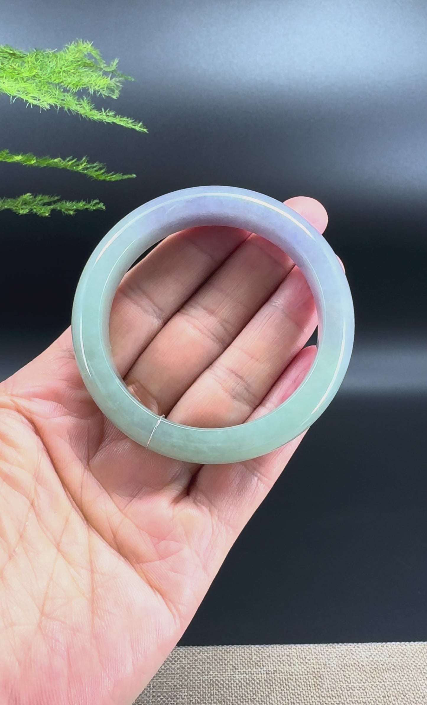 Genuine Burmese Lavender Green Jade Jadeite Bangle Bracelet (52.5mm)