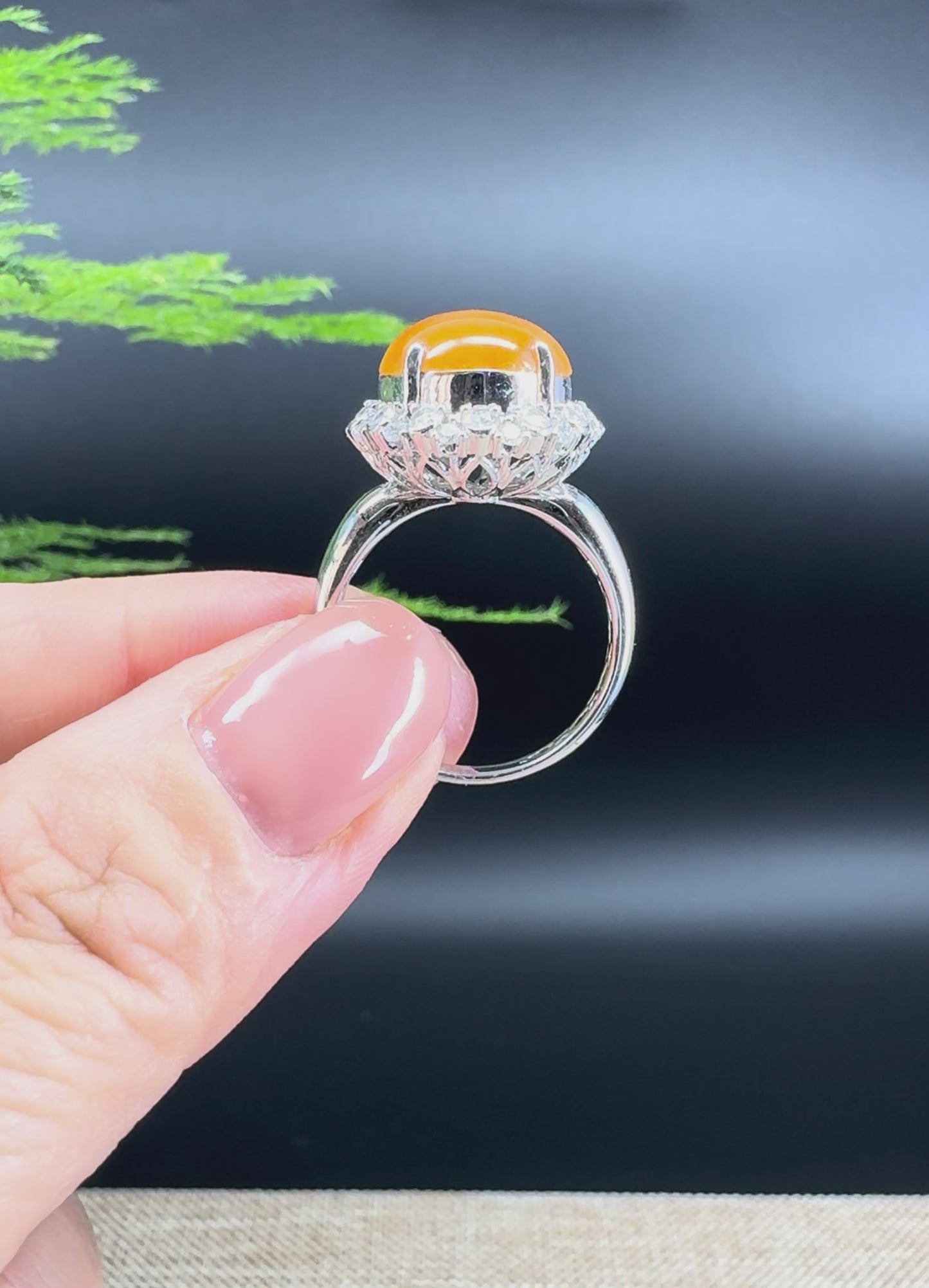 Load and play video in Gallery viewer, RealJade® &amp;quot;Signature Signet&amp;quot; 18K White Gold  Bronze Yellow Jadeite Jade Classic Ring
