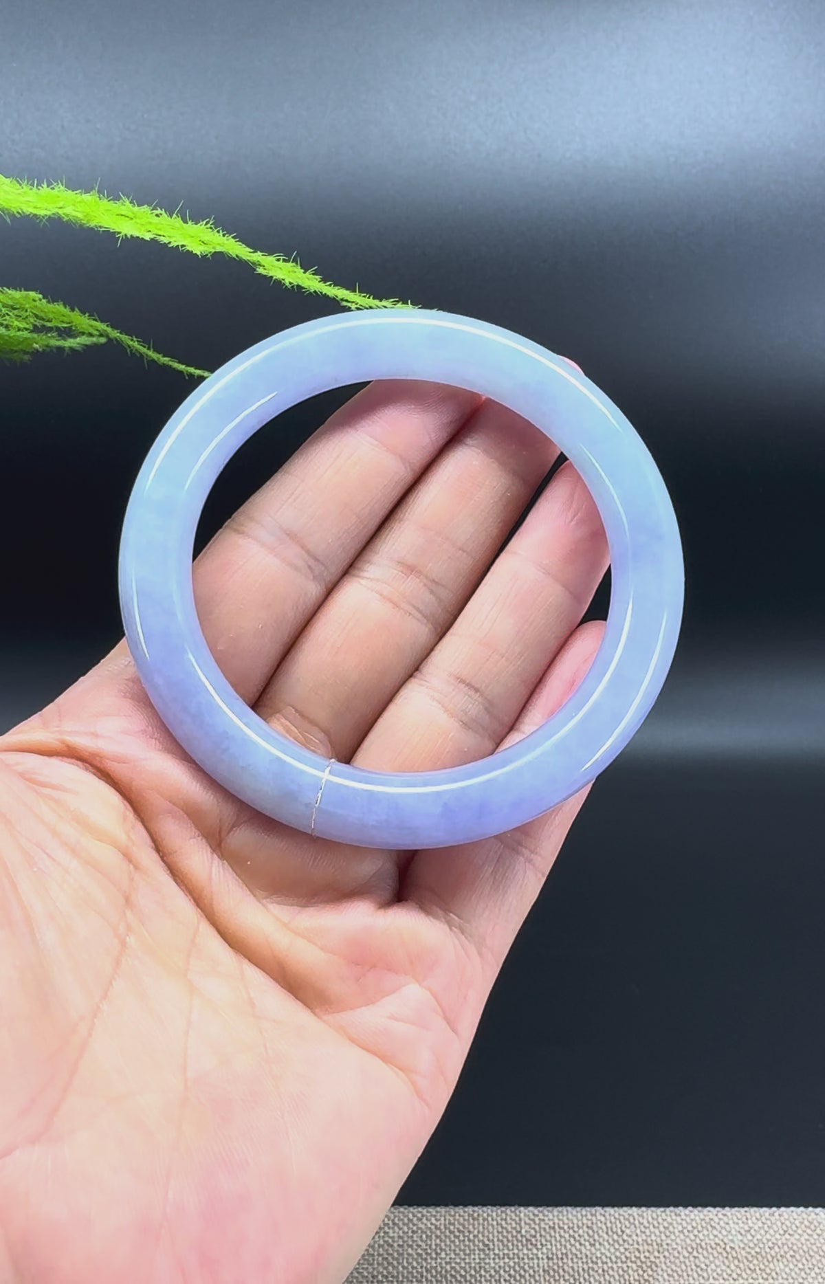 Genuine Burmese Deep Lavender Jadeite Jade Bangle Bracelet (57.7mm)