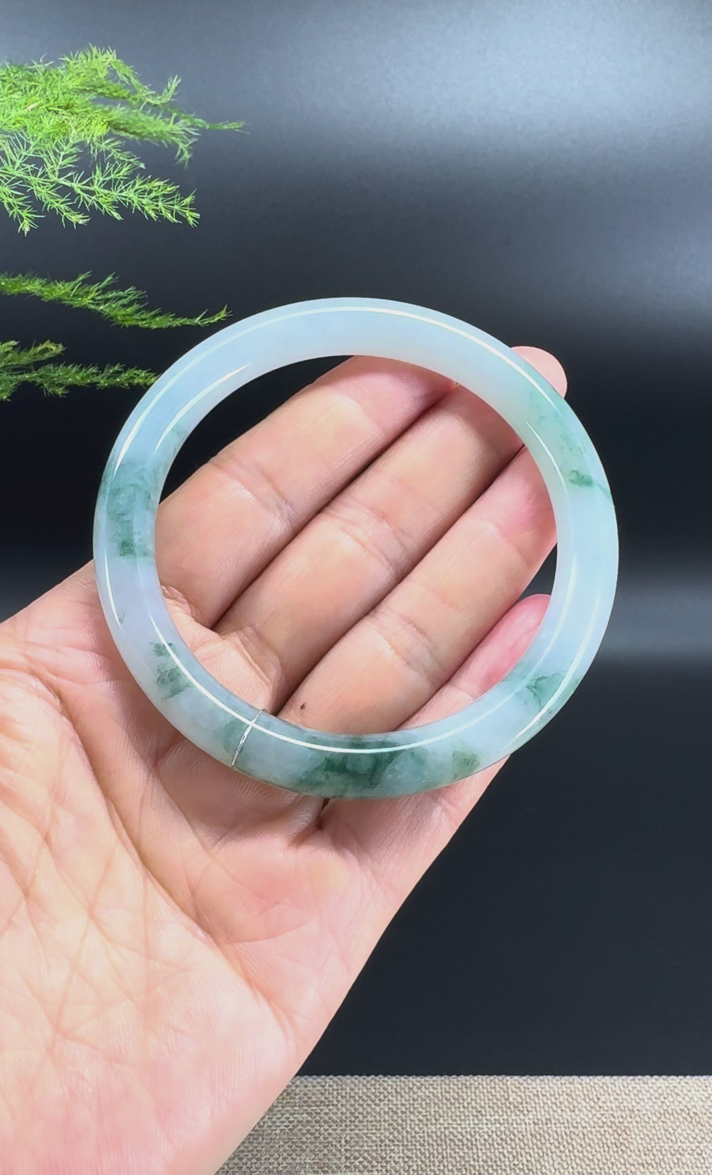 Genuine Burmese Icy Blue Jade Jadeite Bangle Bracelet ( 60.1mm )