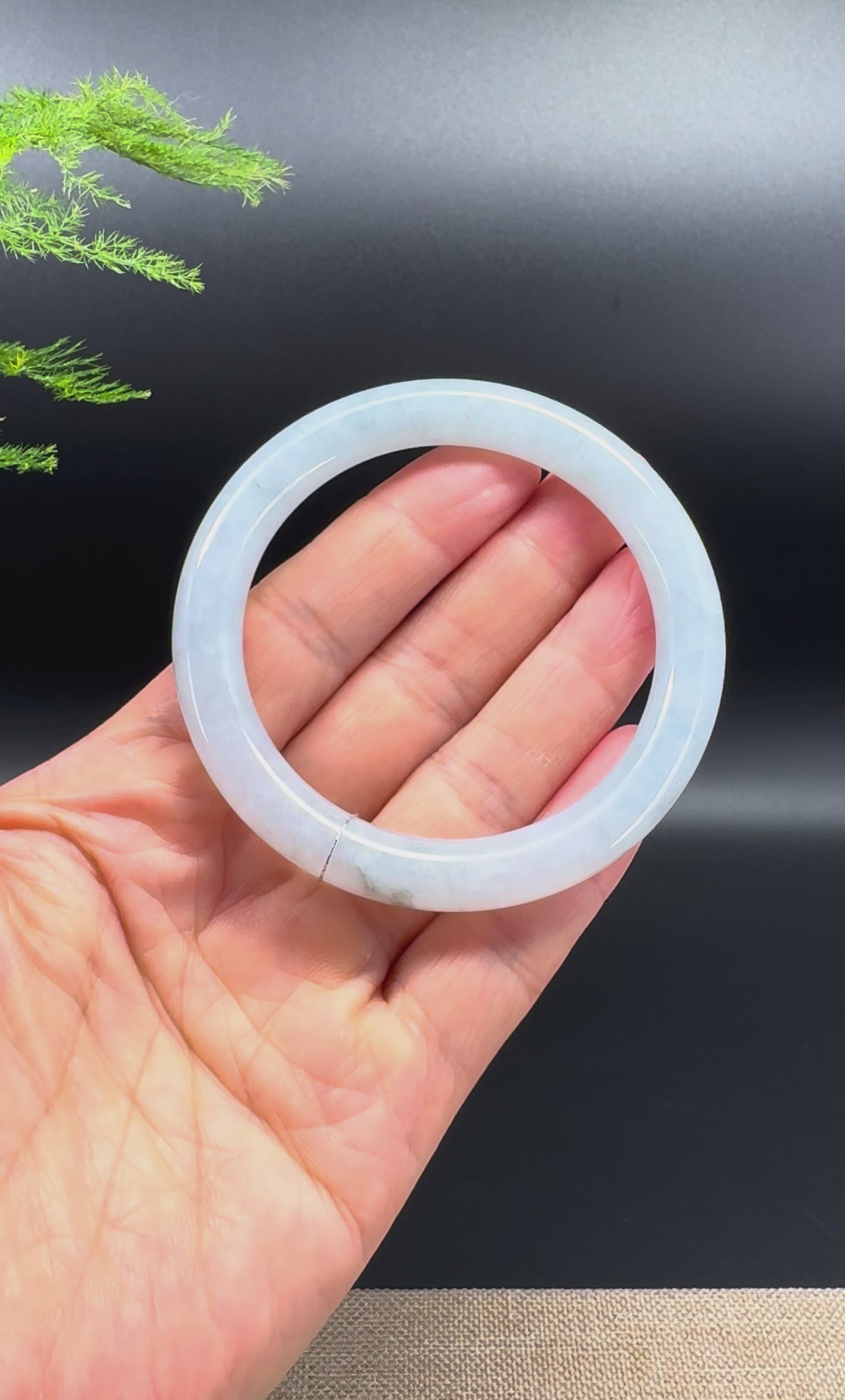 Load and play video in Gallery viewer, Genuine Burmese Icy Green Jade Jadeite Bangle Bracelet ( 54mm )
