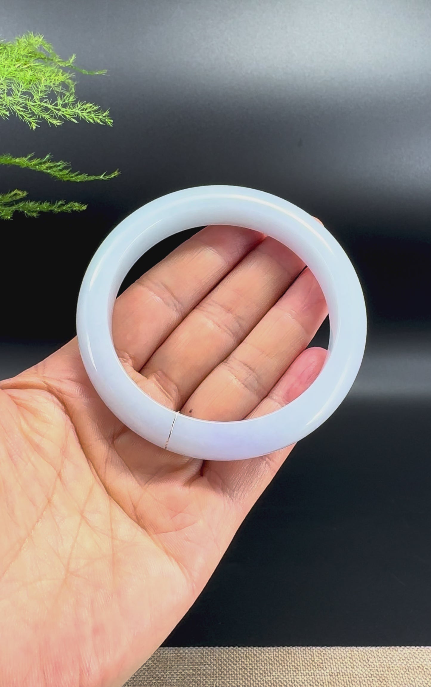 Genuine Burmese Lavender Green Jade Jadeite Bangle Bracelet ( 61mm )