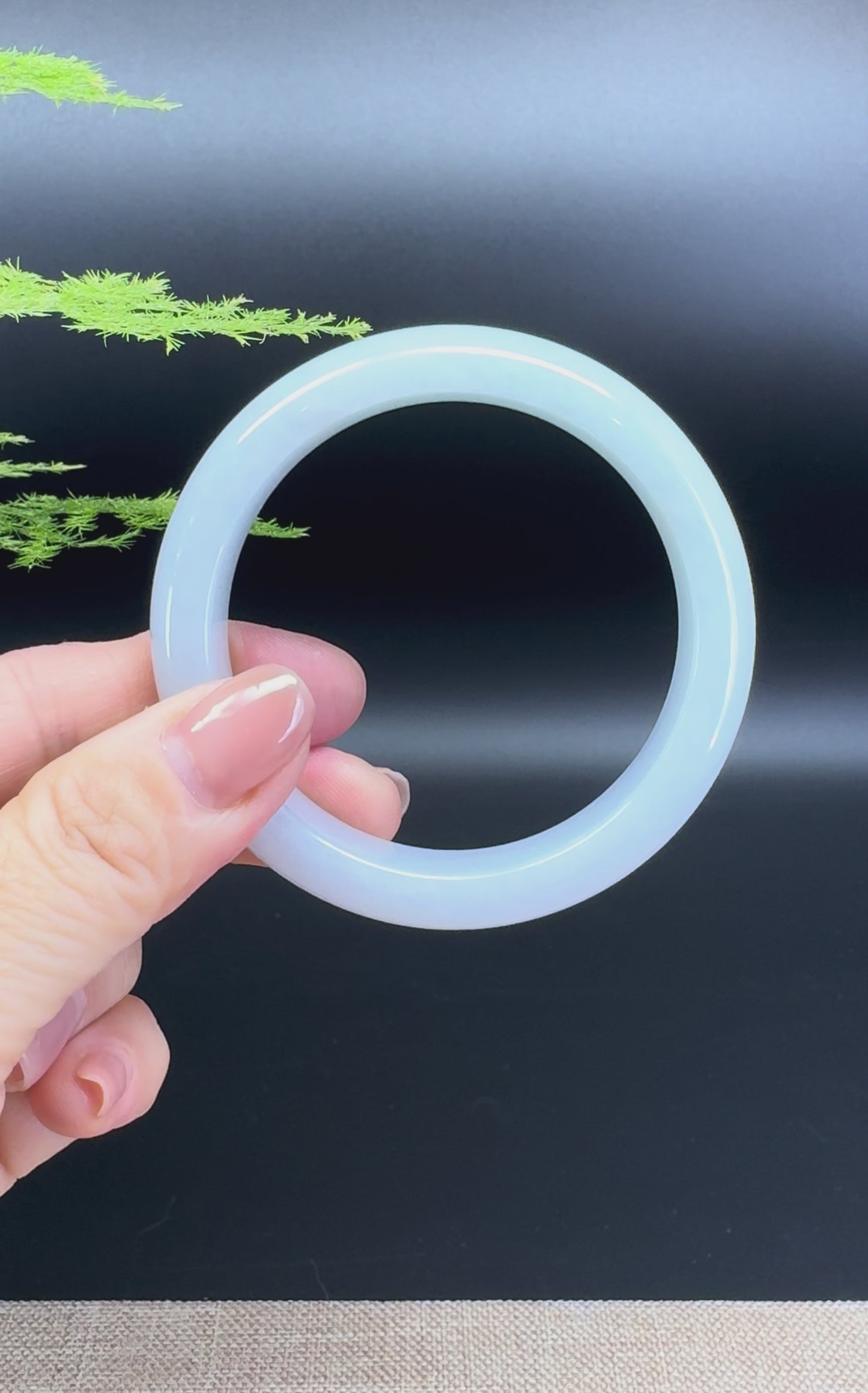 Load and play video in Gallery viewer, Genuine Burmese Lavender Green Jade Jadeite Bangle Bracelet ( 54.7mm )
