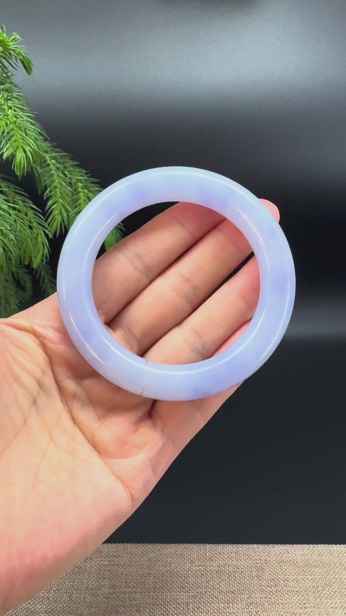 Genuine Burmese Vibrant Lavender Jadeite Jade Bangle Bracelet ( 55.3mm )