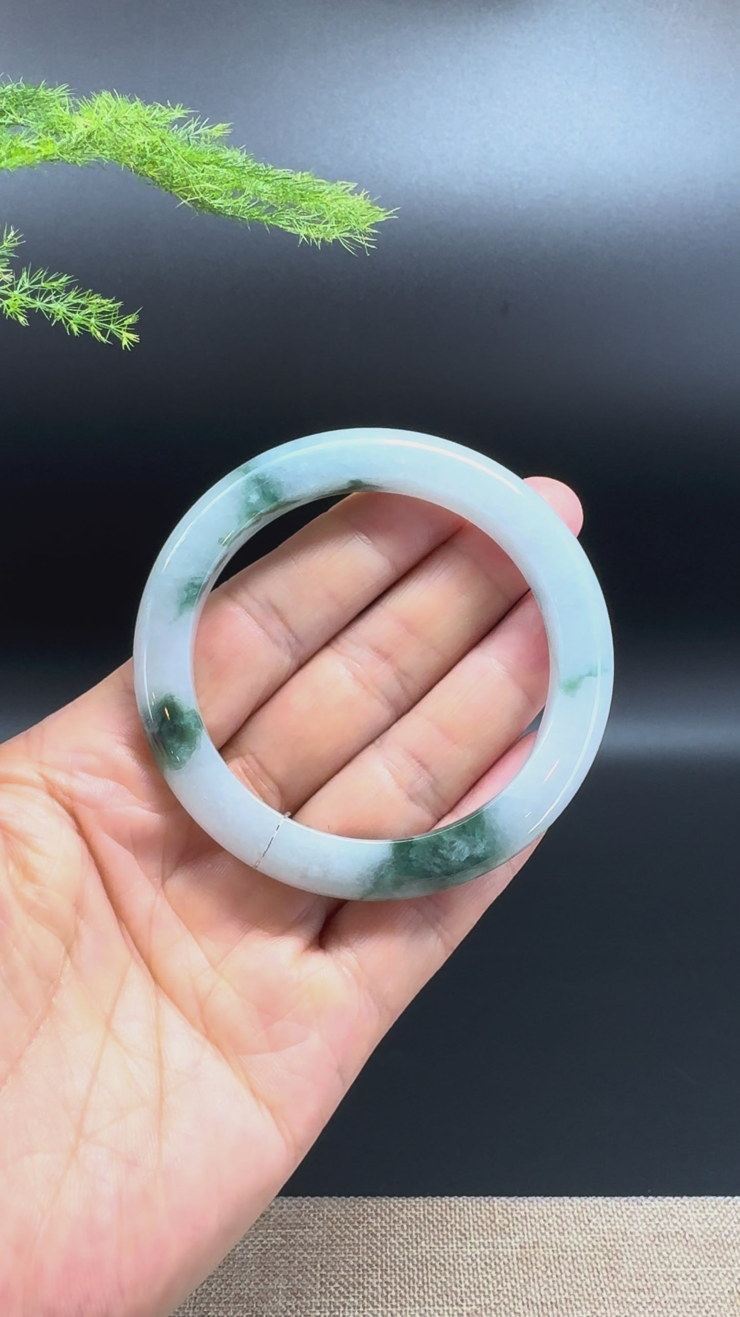 Genuine Burmese Green Jade Jadeite Bangle Bracelet (54.5mm)