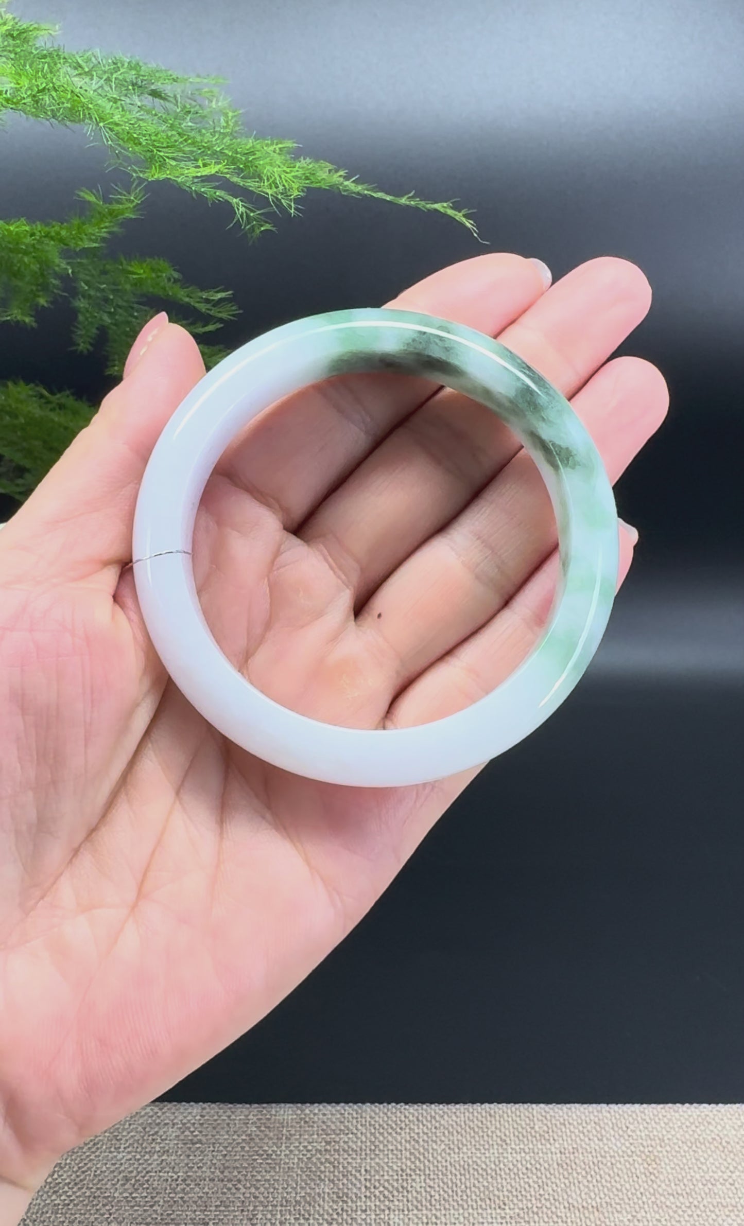 Load and play video in Gallery viewer, Genuine Burmese Blue Green Jade Jadeite Bangle Bracelet ( 56.7mm )
