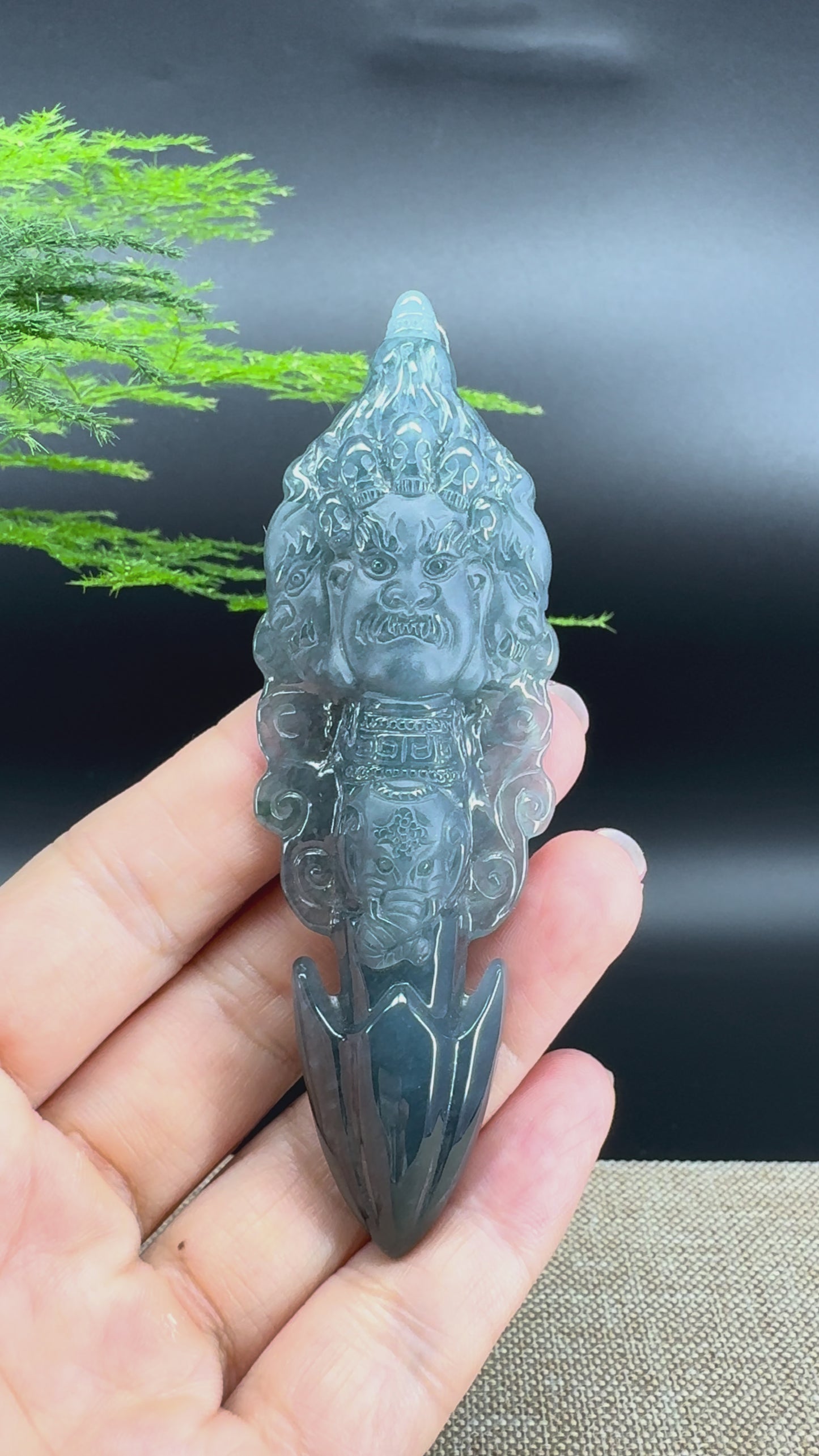 Load and play video in Gallery viewer, RealJade® Co. High Natural Guatemalan Blue Jadeite Jade pendant | Maya Cuture
