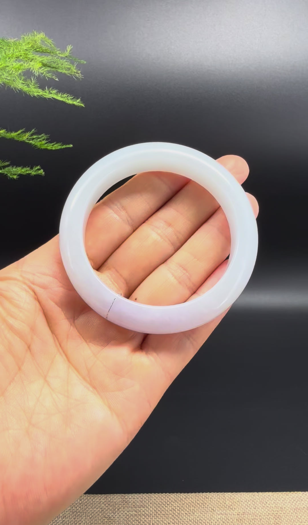 Genuine Burmese Lavender Green Jade Jadeite Bangle Bracelet ( 53.4mm )