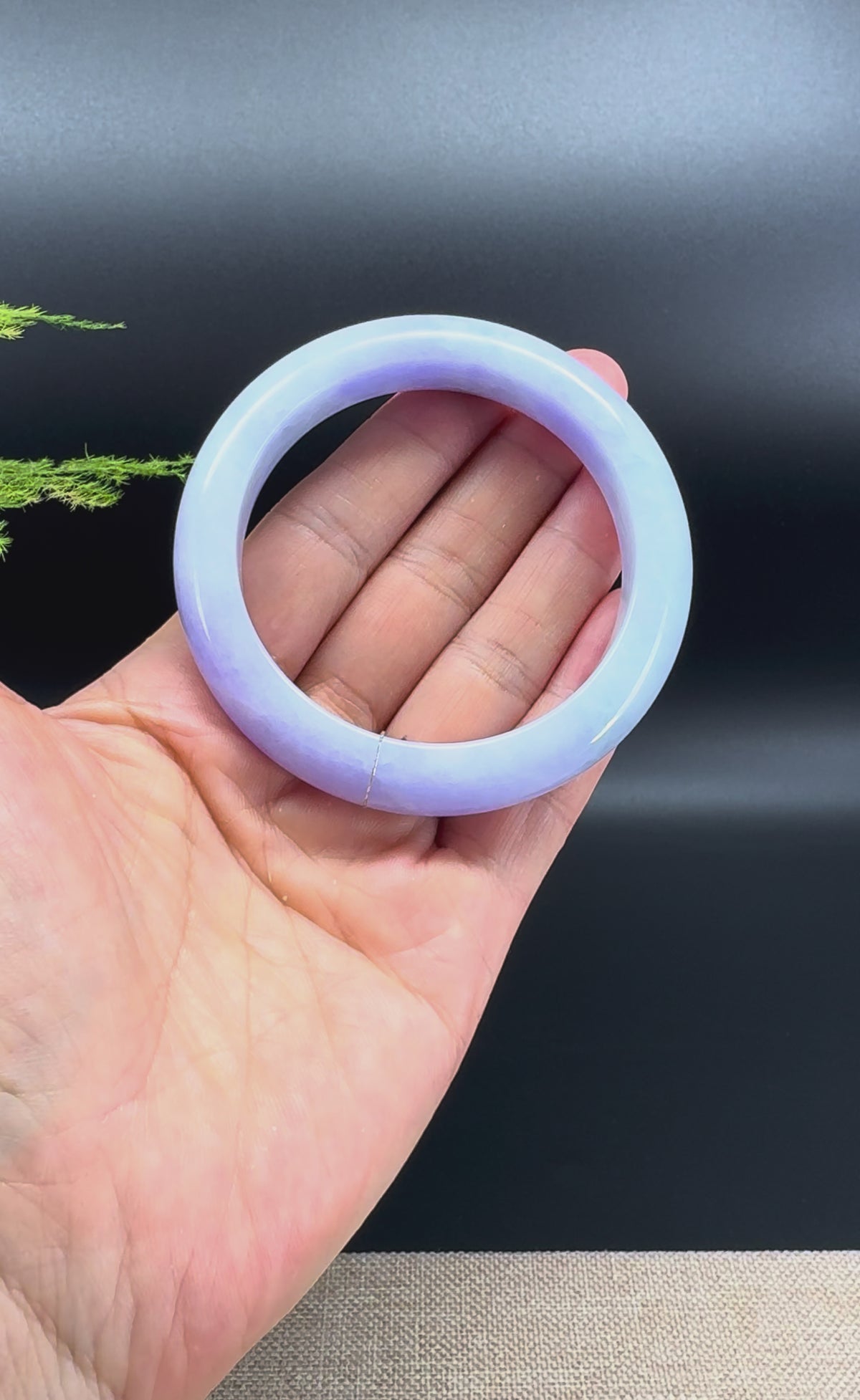 Genuine Burmese Lavender Green Jadeite Jade Bangle Bracelet (56.5mm)