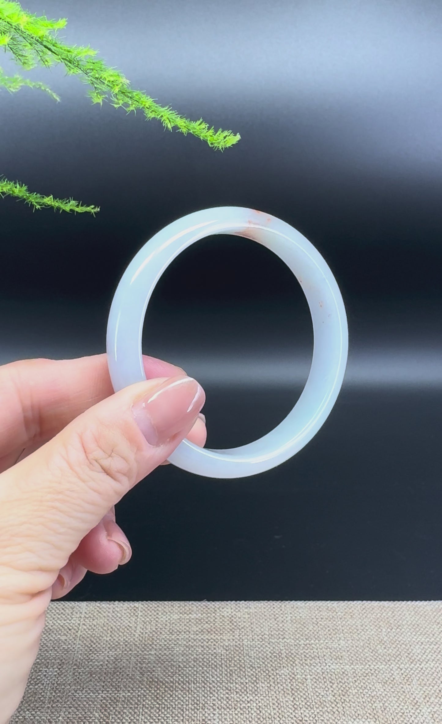Load and play video in Gallery viewer, Genuine Burmese Lavender Green Jade Jadeite Bangle Bracelet ( 56.6mm )
