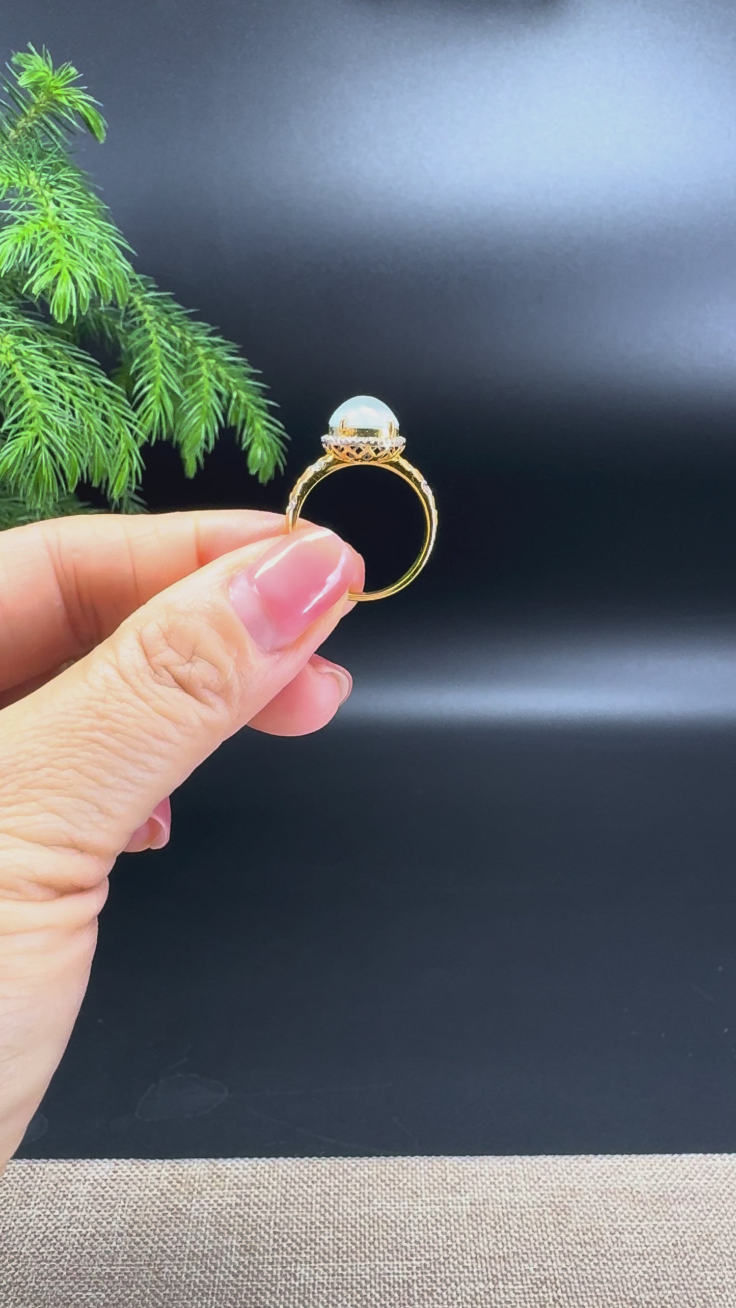 RealJade® "Signature Signet" 18K Yellow Gold Icy Jadeite Jade  Diamonds Ring