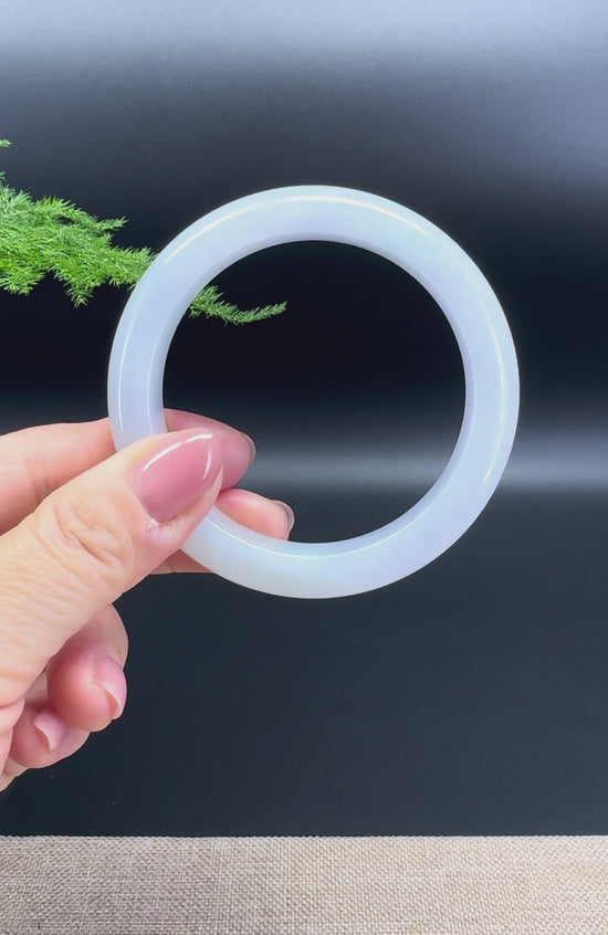 Load and play video in Gallery viewer, Genuine Burmese Lavender Jade Jadeite Bangle Bracelet (56.3mm)
