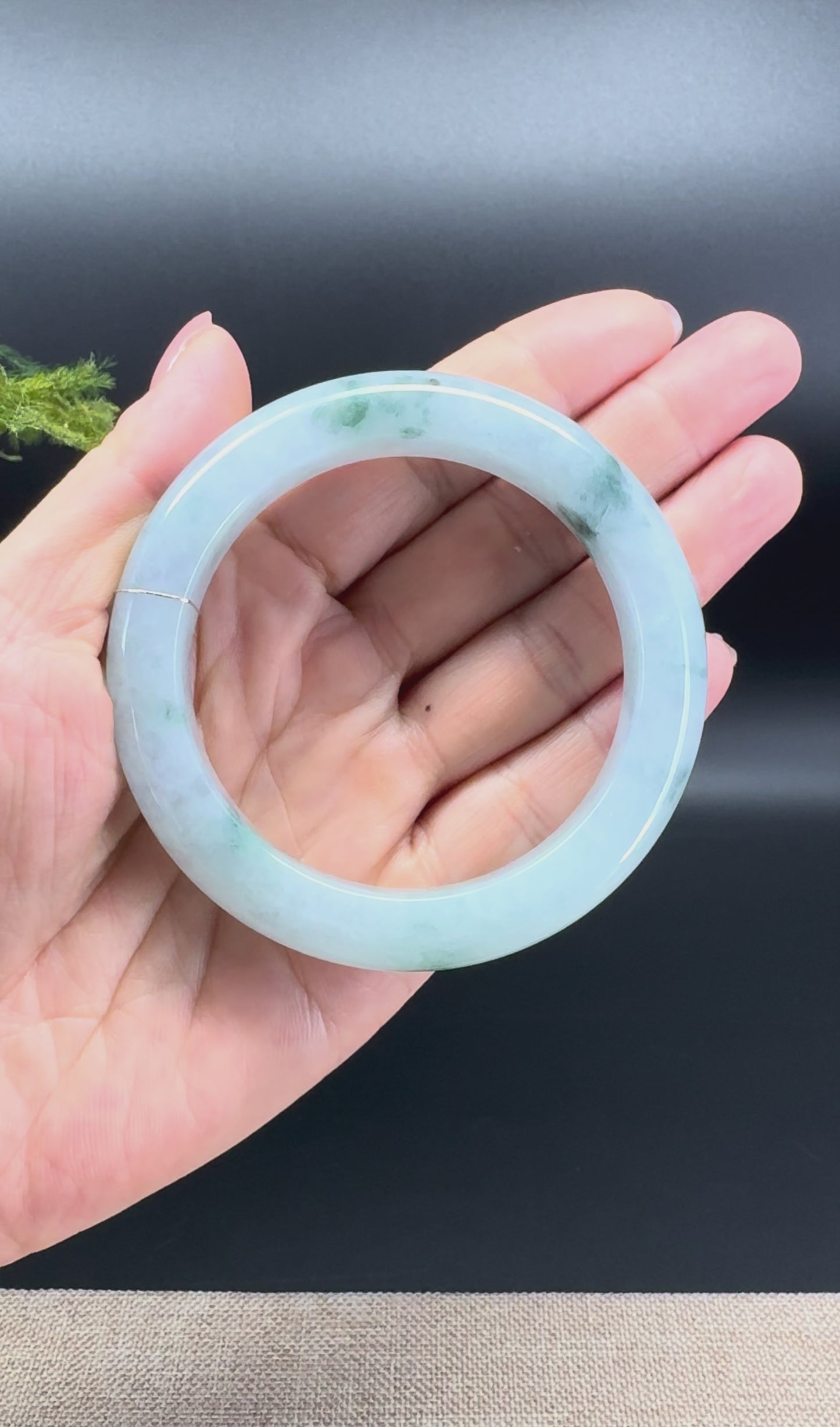 Genuine Burmese Blue Green Jade Jadeite Bangle Bracelet ( 56.1mm )