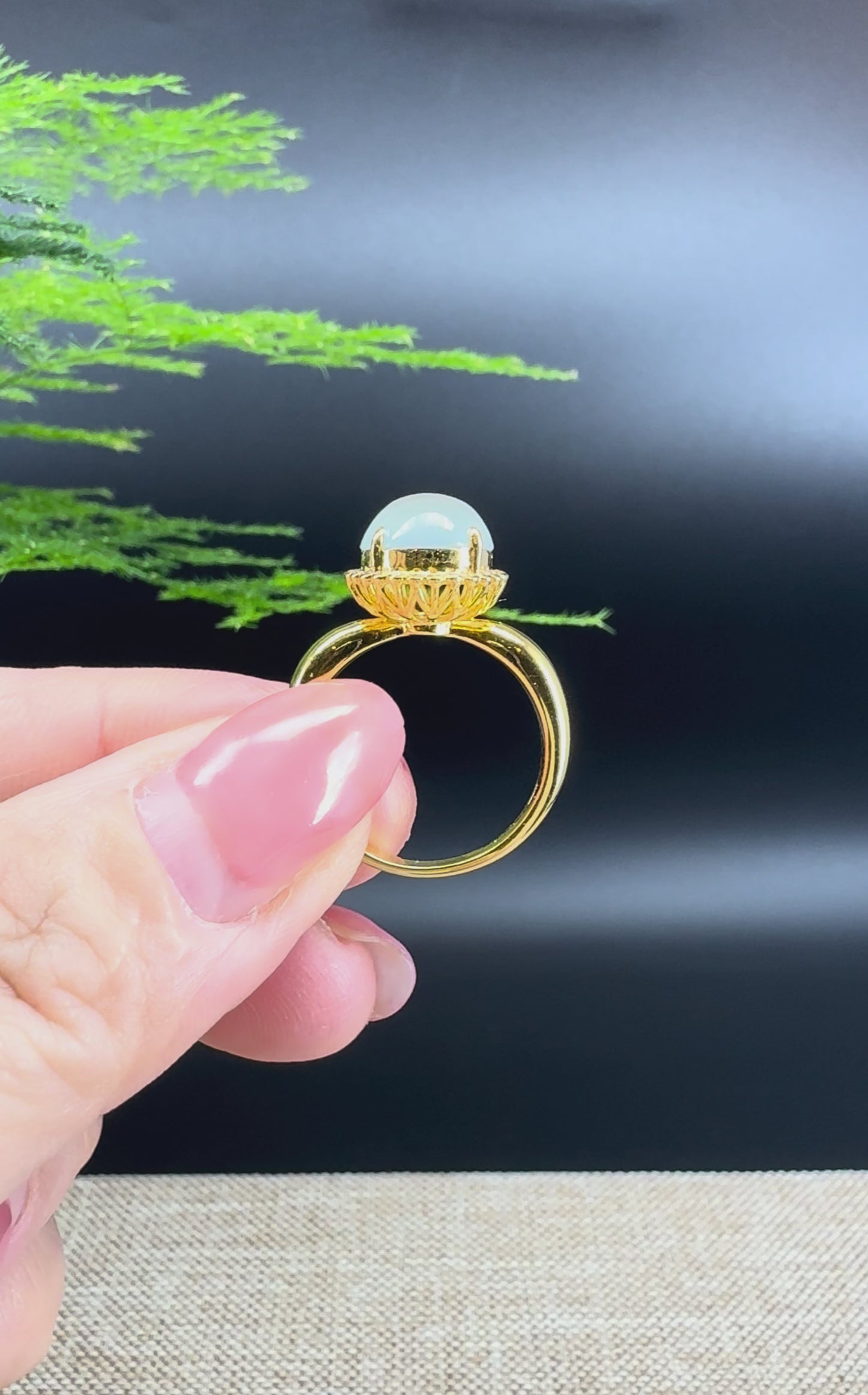 RealJade® "Signature Signet" 18K Yellow Gold Icy Jadeite Jade Diamonds Ring