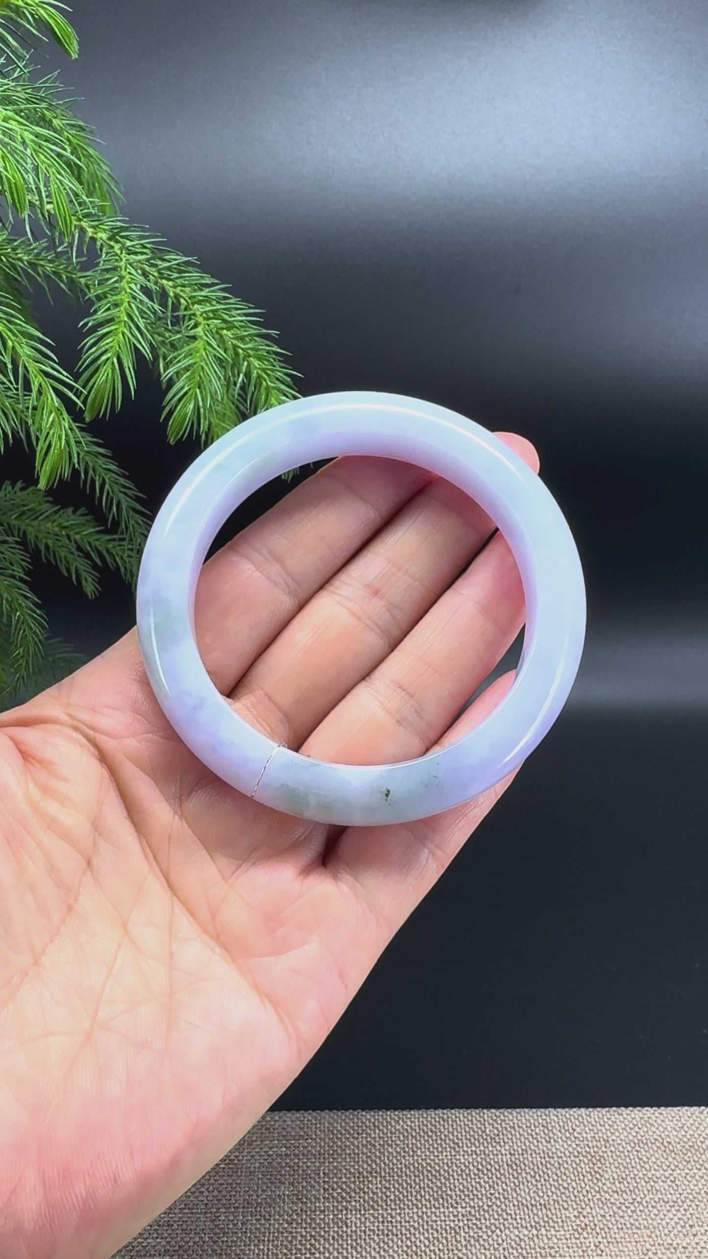 Genuine Burmese Lavender Green Jade Jadeite Bangle Bracelet ( 57.1mm )