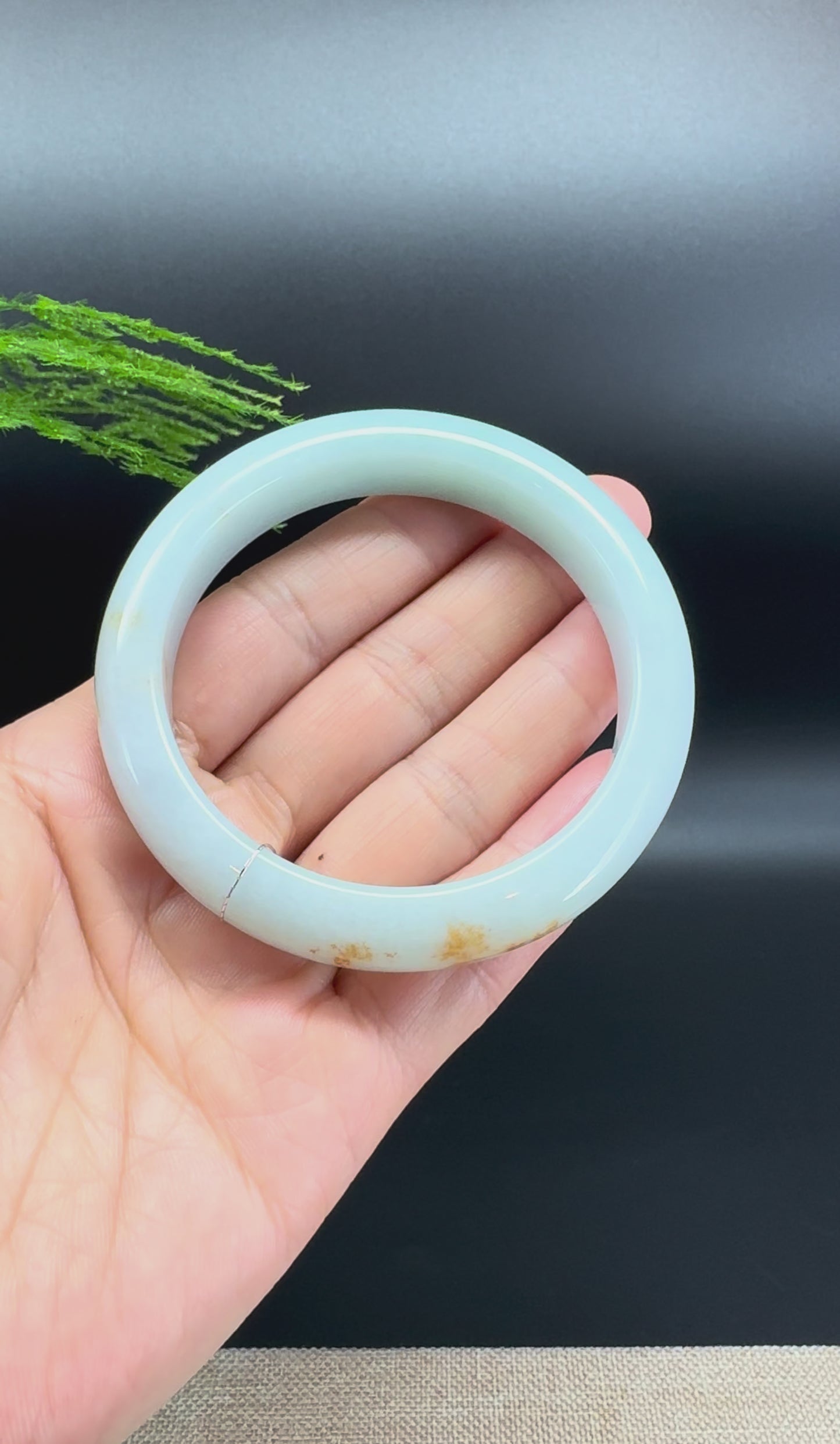Load and play video in Gallery viewer, Genuine Burmese Light Green &amp;amp; Sajin Jadeite Bangle Bracelet (57.8mm)

