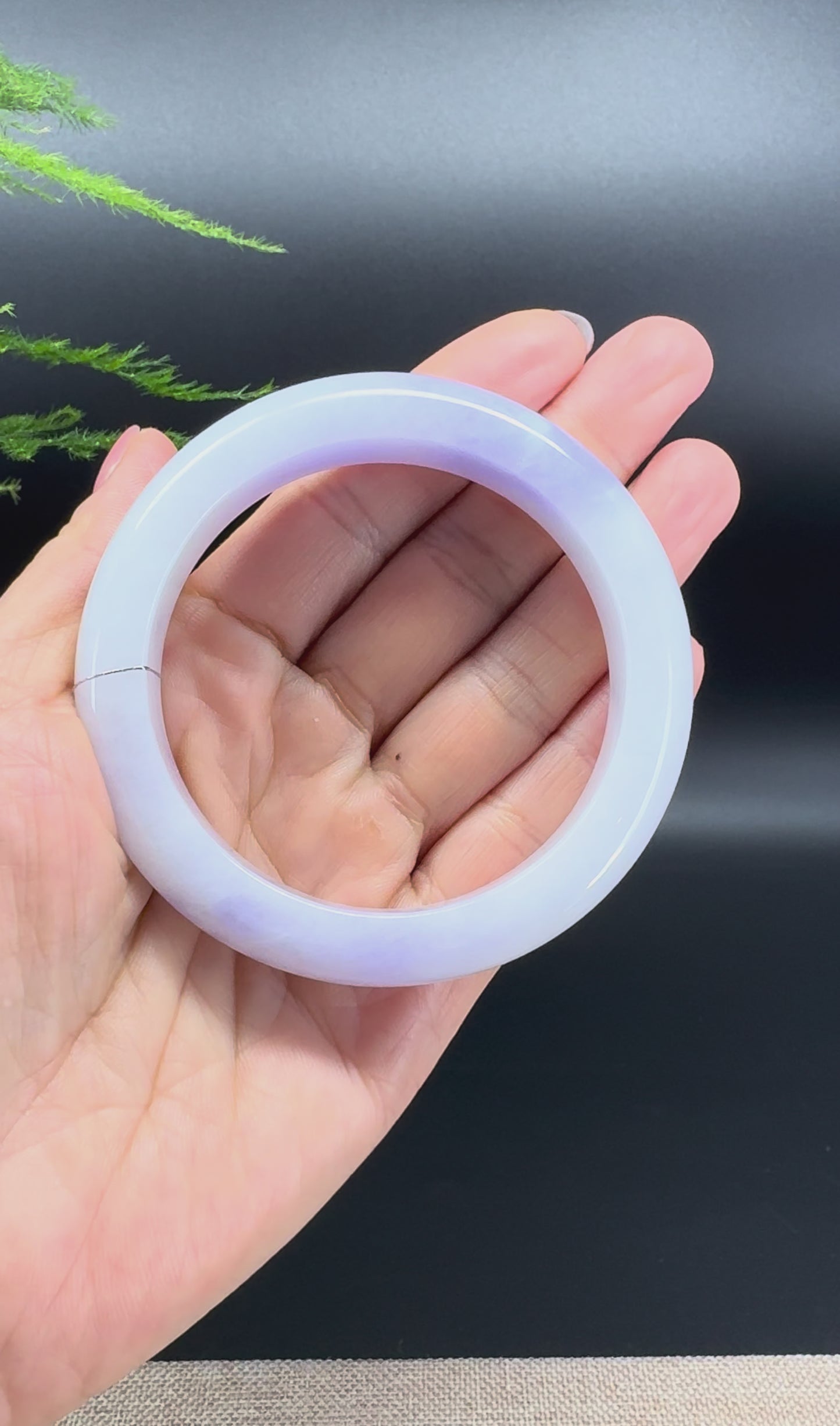 Genuine Burmese Lavender Green Jade Jadeite Bangle Bracelet (57.8mm)