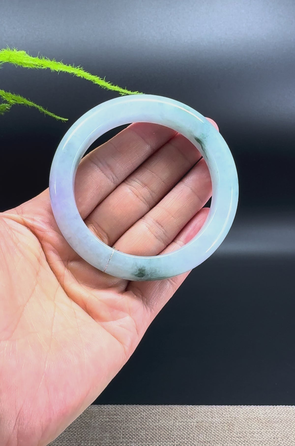 Genuine Burmese Blue Green Jade Jadeite Bangle Bracelet ( 56.2mm )
