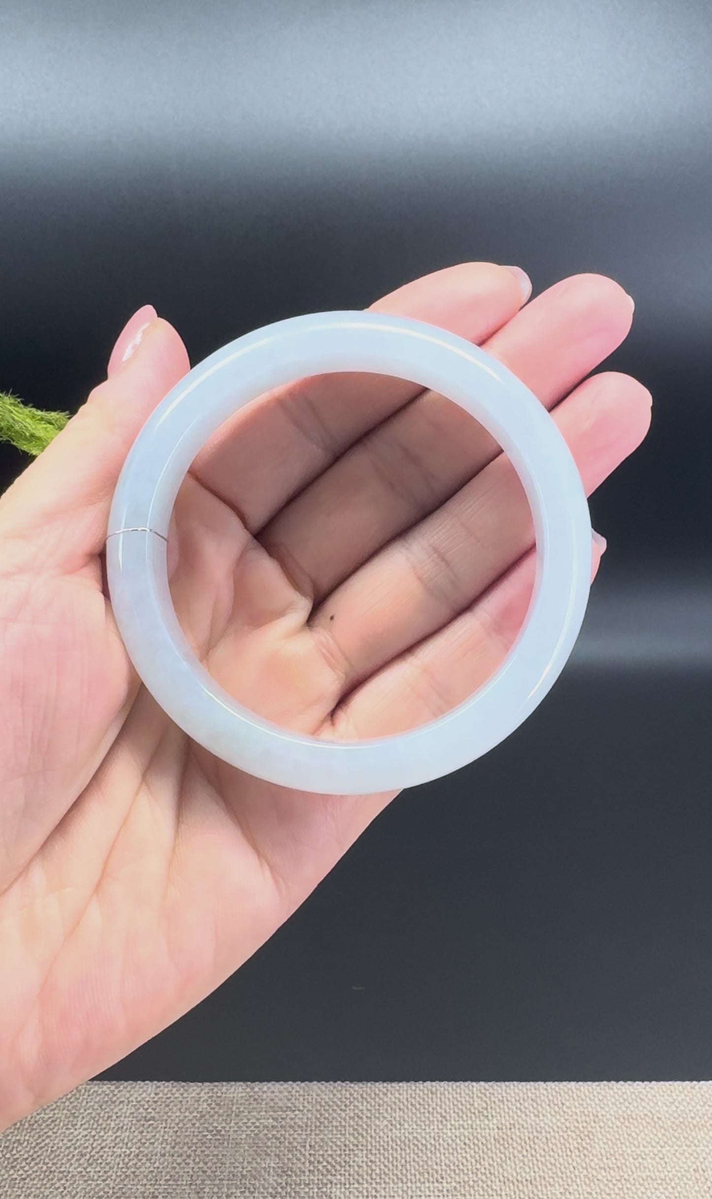 Load and play video in Gallery viewer, Genuine Burmese Icy  Jade Jadeite Bangle Bracelet (57.5mm)
