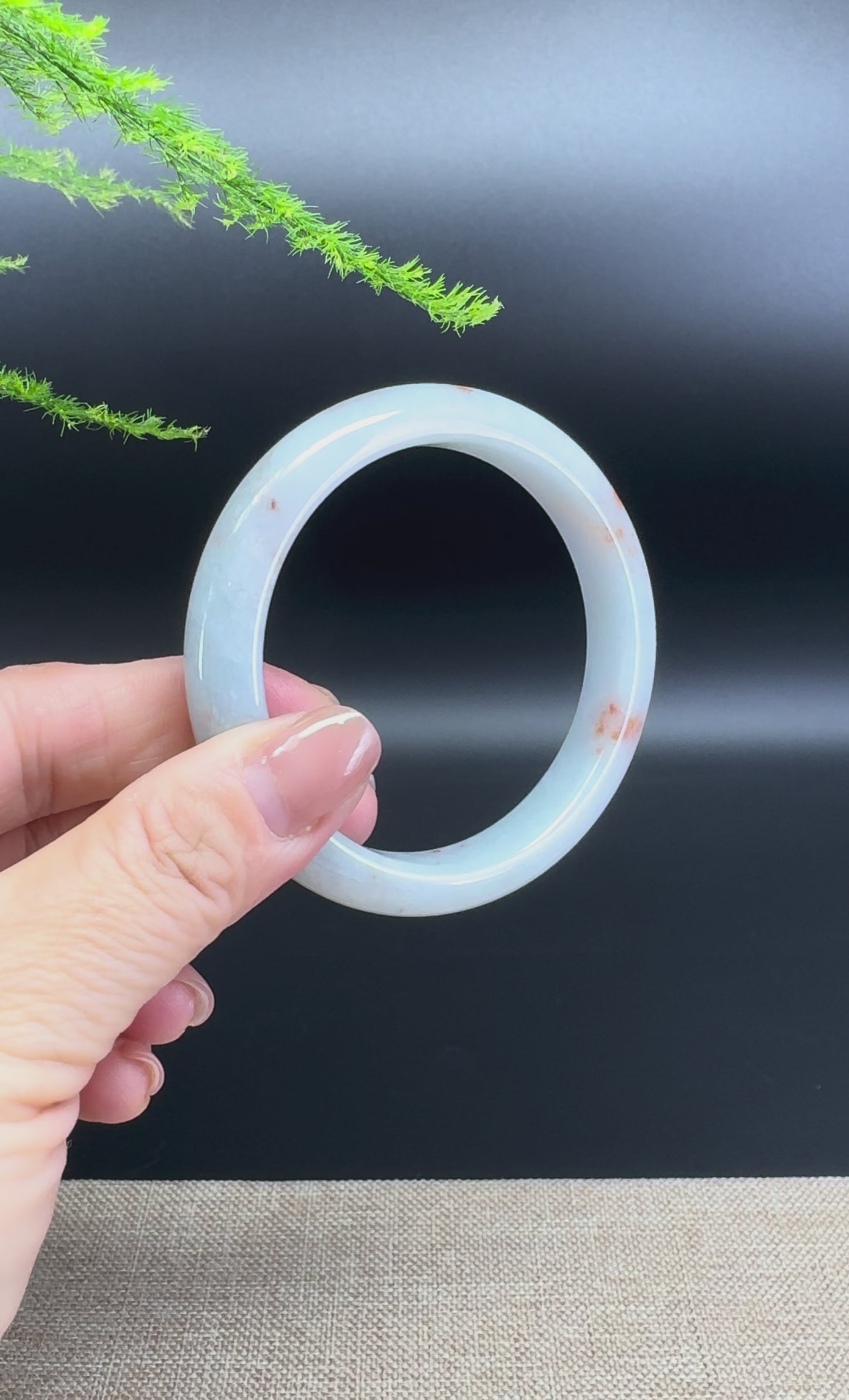 Load and play video in Gallery viewer, Genuine Burmese Lavender Green Jade Jadeite Bangle Bracelet ( 56.7mm )
