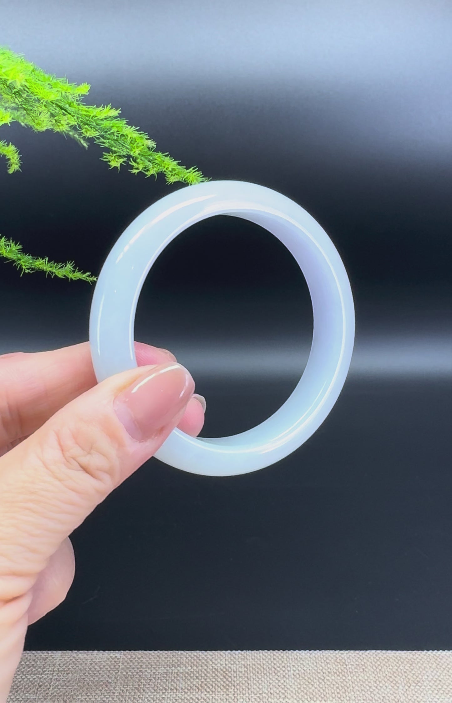 Load and play video in Gallery viewer, Genuine Burmese Lavender Green Jade Jadeite Bangle Bracelet ( 55.9mm )
