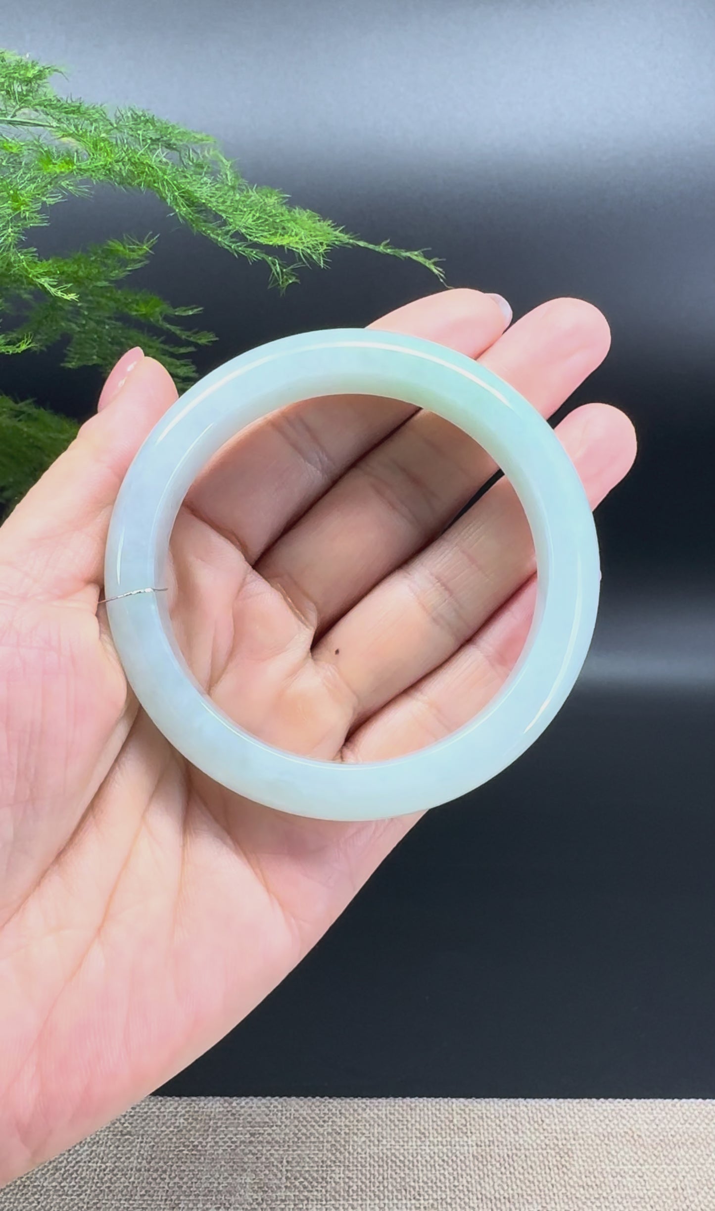 Genuine Burmese Icy Green Jadeite Jade Bangle Bracelet ( 58.2mm )