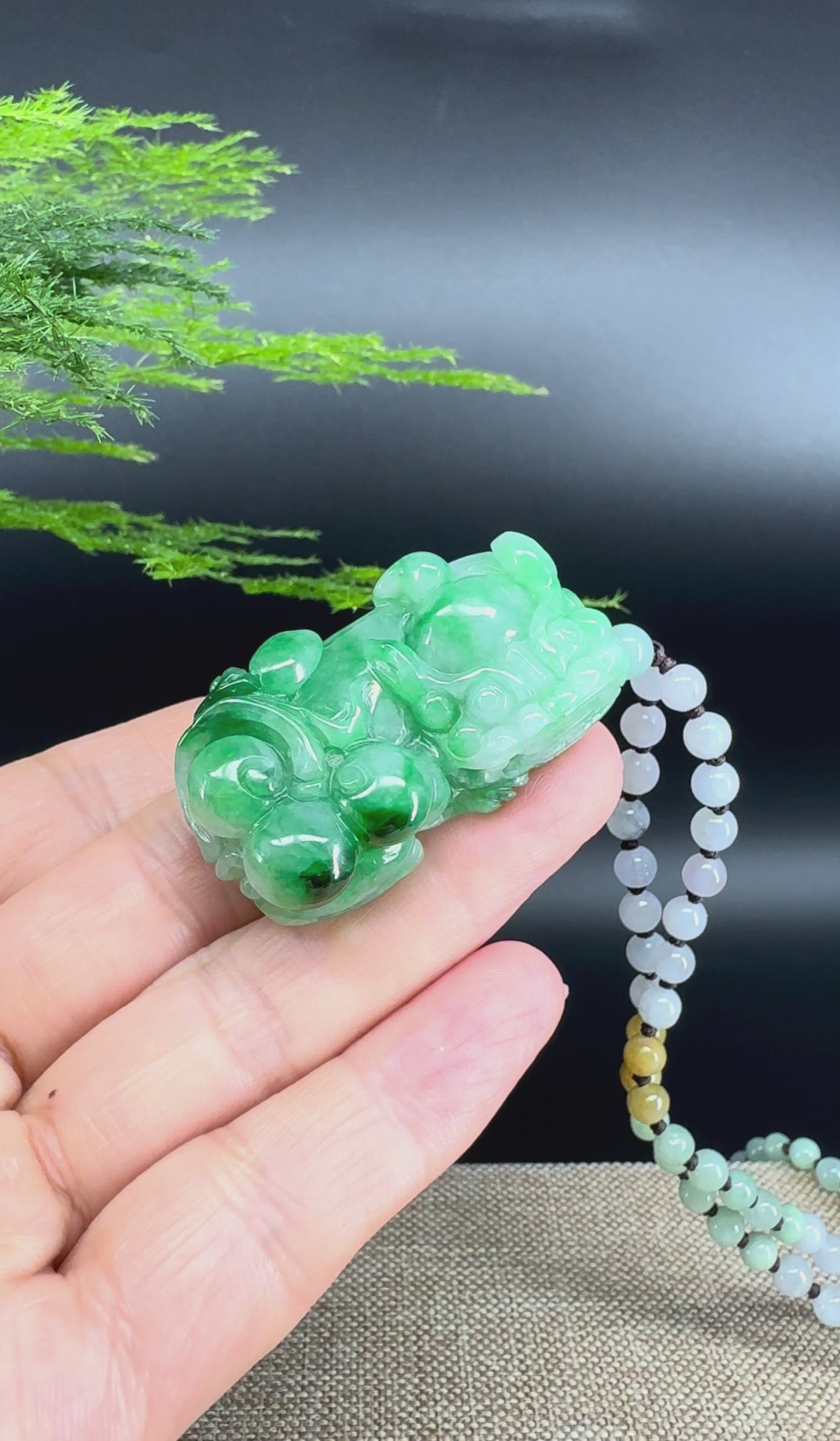 Load and play video in Gallery viewer, RealJade® Co. Pi Xiu Genuine Burmese Jadeite Jade PiXiu Pendant Necklace (FengShui Lucky)
