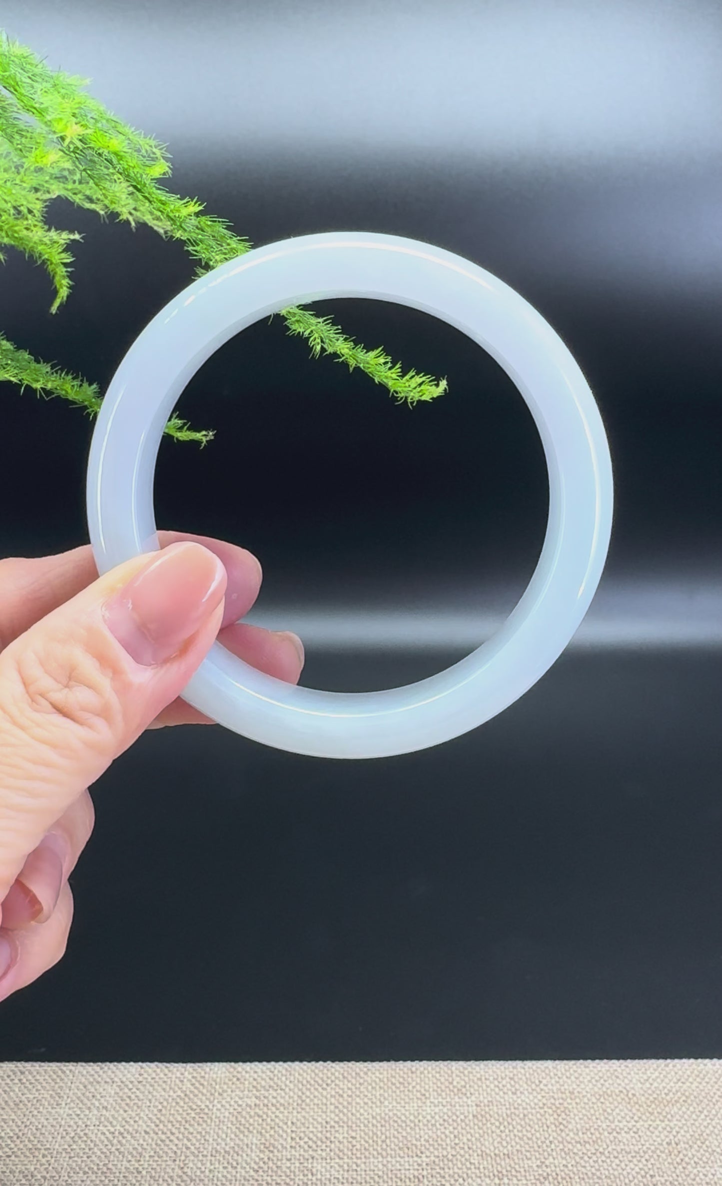 Genuine Burmese Lavender Green Jade Jadeite Bangle Bracelet ( 58.8mm )