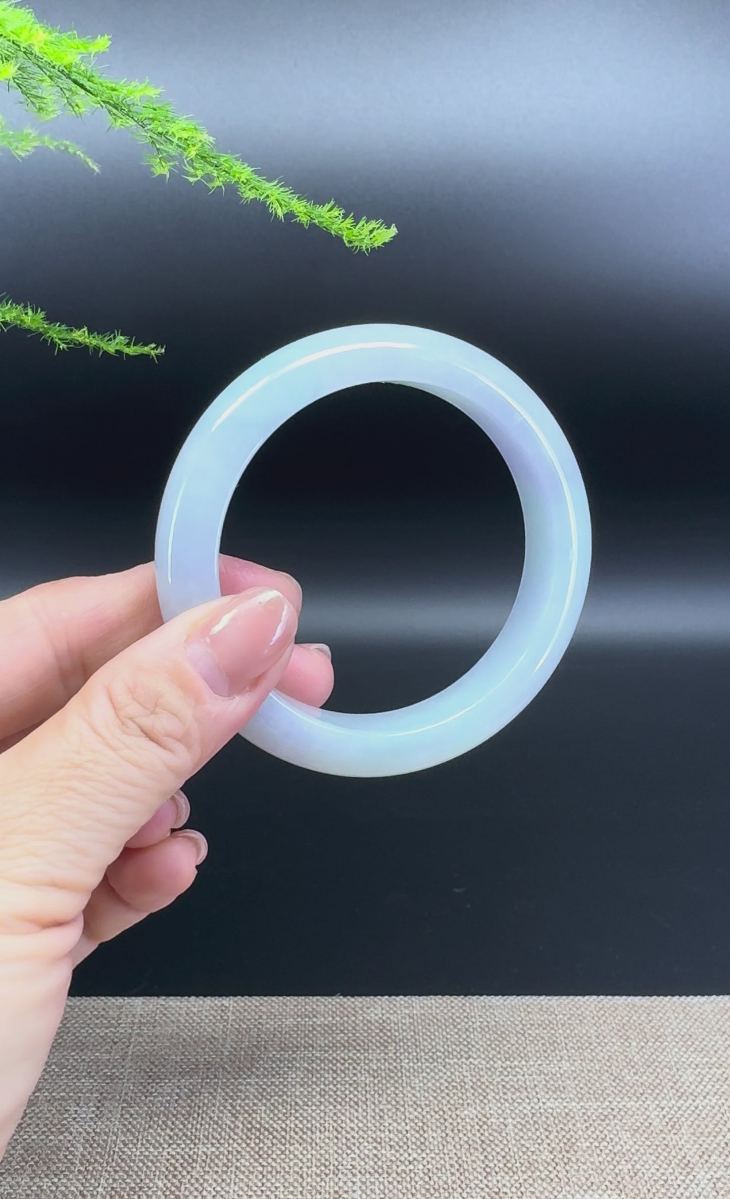 Genuine Burmese Lavender Green Jade Jadeite Bangle Bracelet ( 56.2mm )
