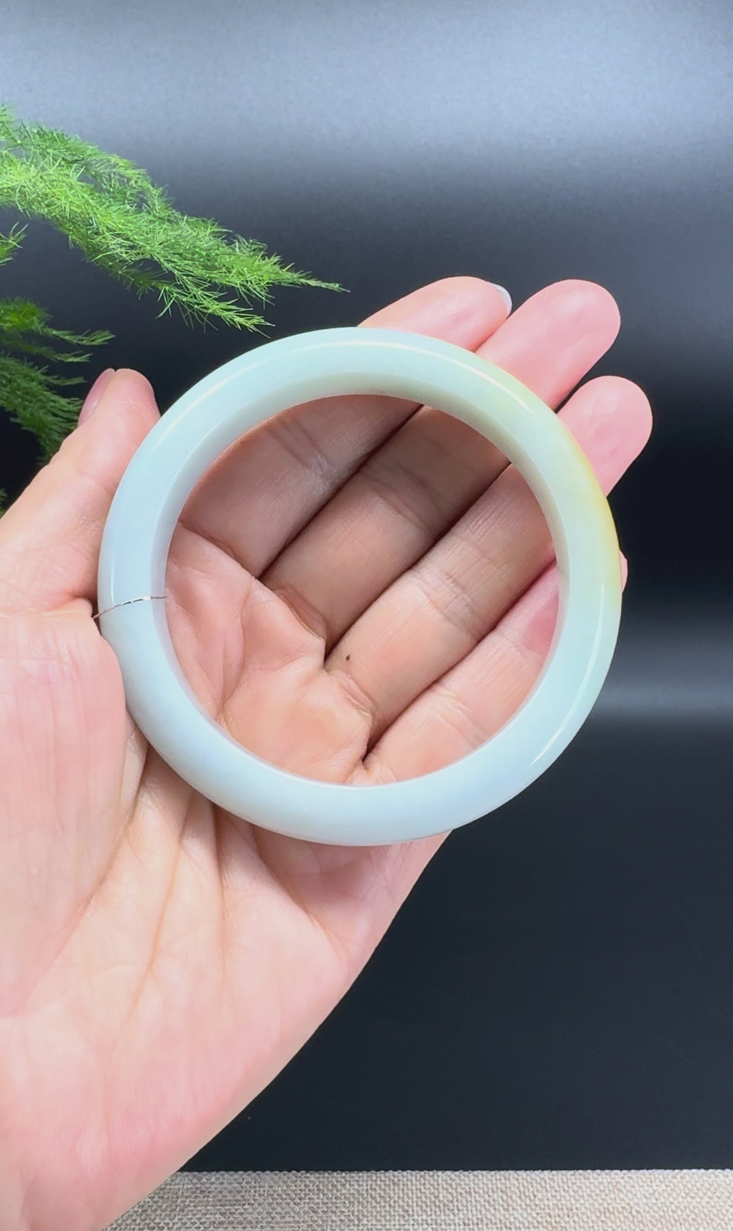 Genuine Burmese Yellow Green Jadeite Jade Bangle Bracelet (58.3mm)