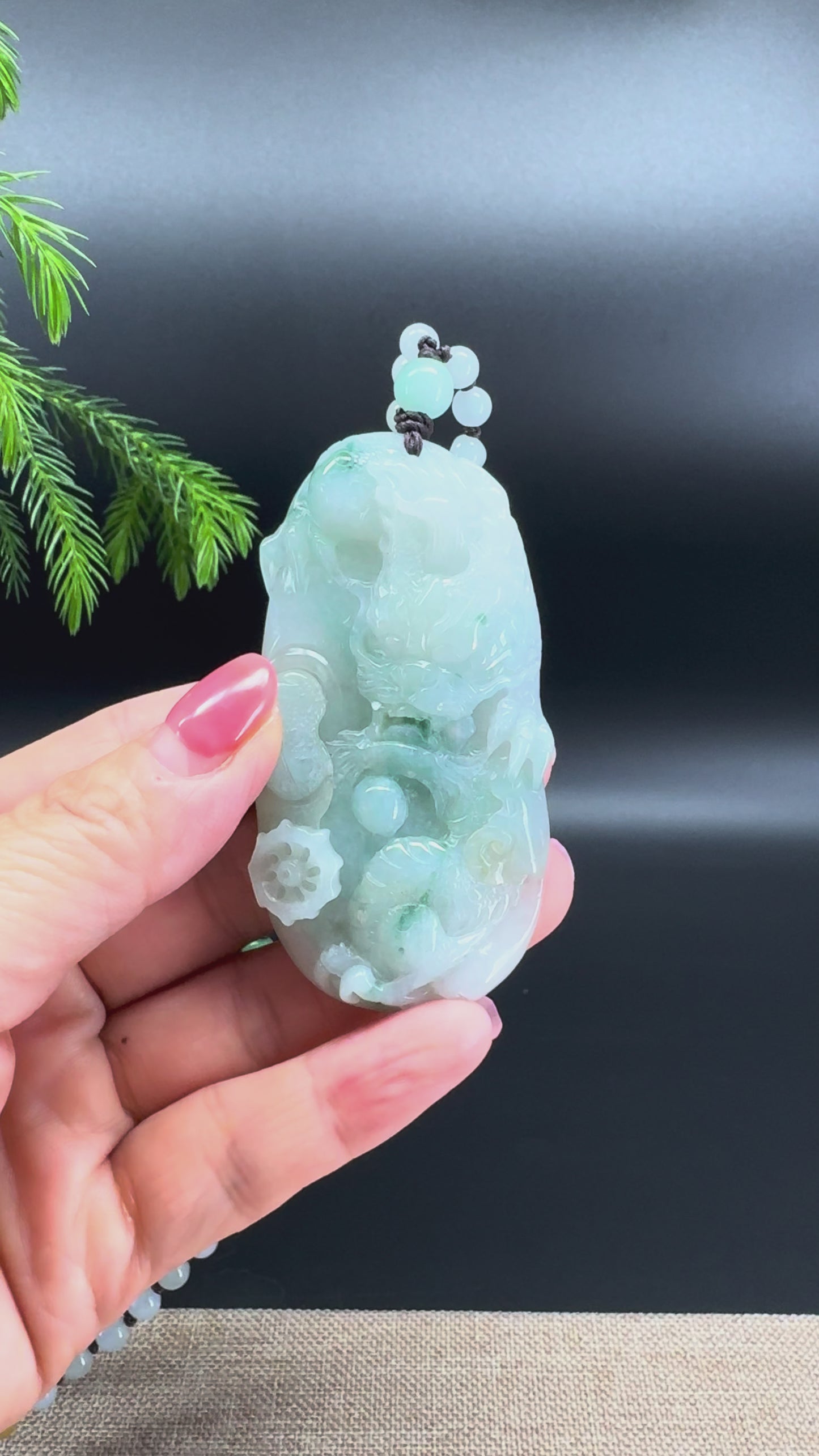 Load and play video in Gallery viewer, RealJade® Co.Natural Blue Green Jadeite Jade Dragon Pendant
