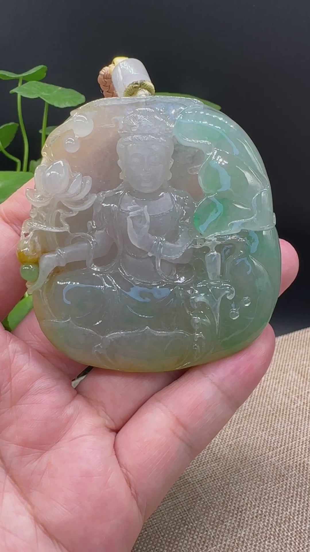 Load and play video in Gallery viewer, Divine Grace: High-End Jadeite Jade Carving Guanyin Pendant Collectibles
