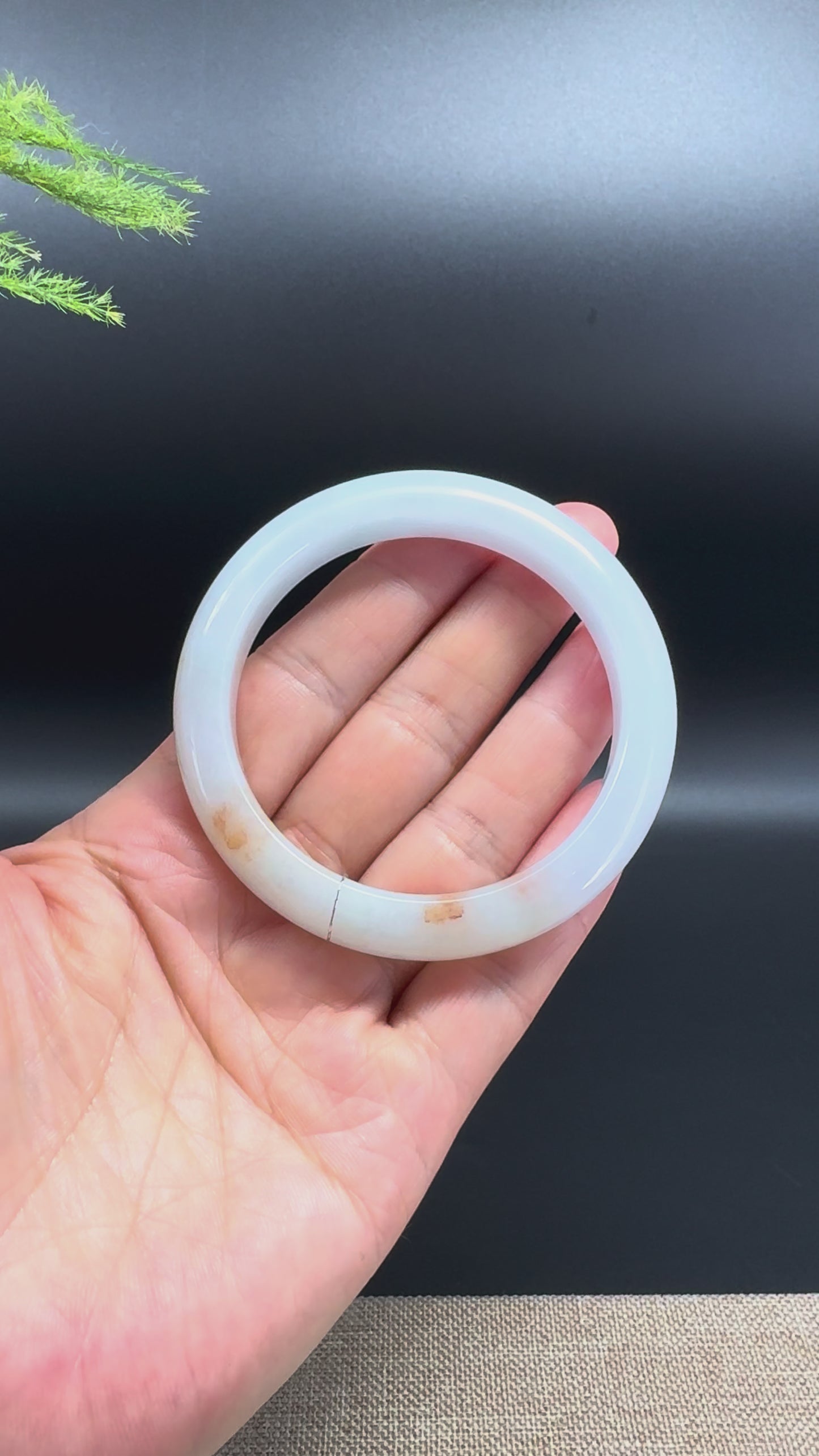 Load and play video in Gallery viewer, Genuine Burmese Light Green &amp;amp; Sajin Jadeite Jade Bangle Bracelet (55mm)
