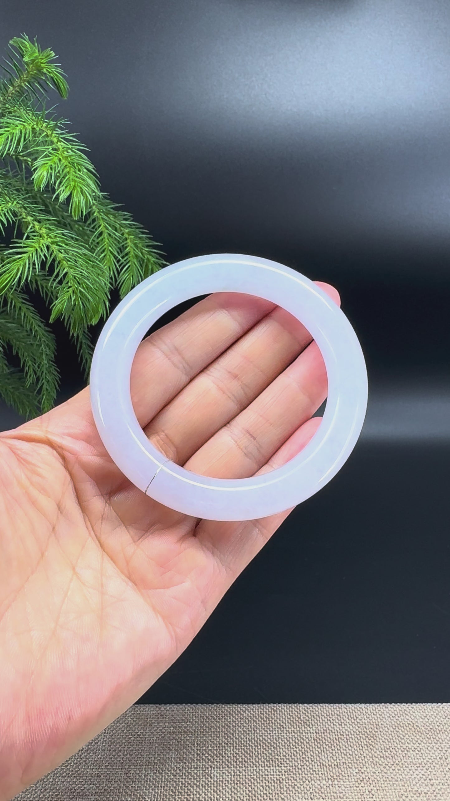 Genuine Burmese Icy Moonlight Jadeite Jade Bangle Bracelet (54.5mm)