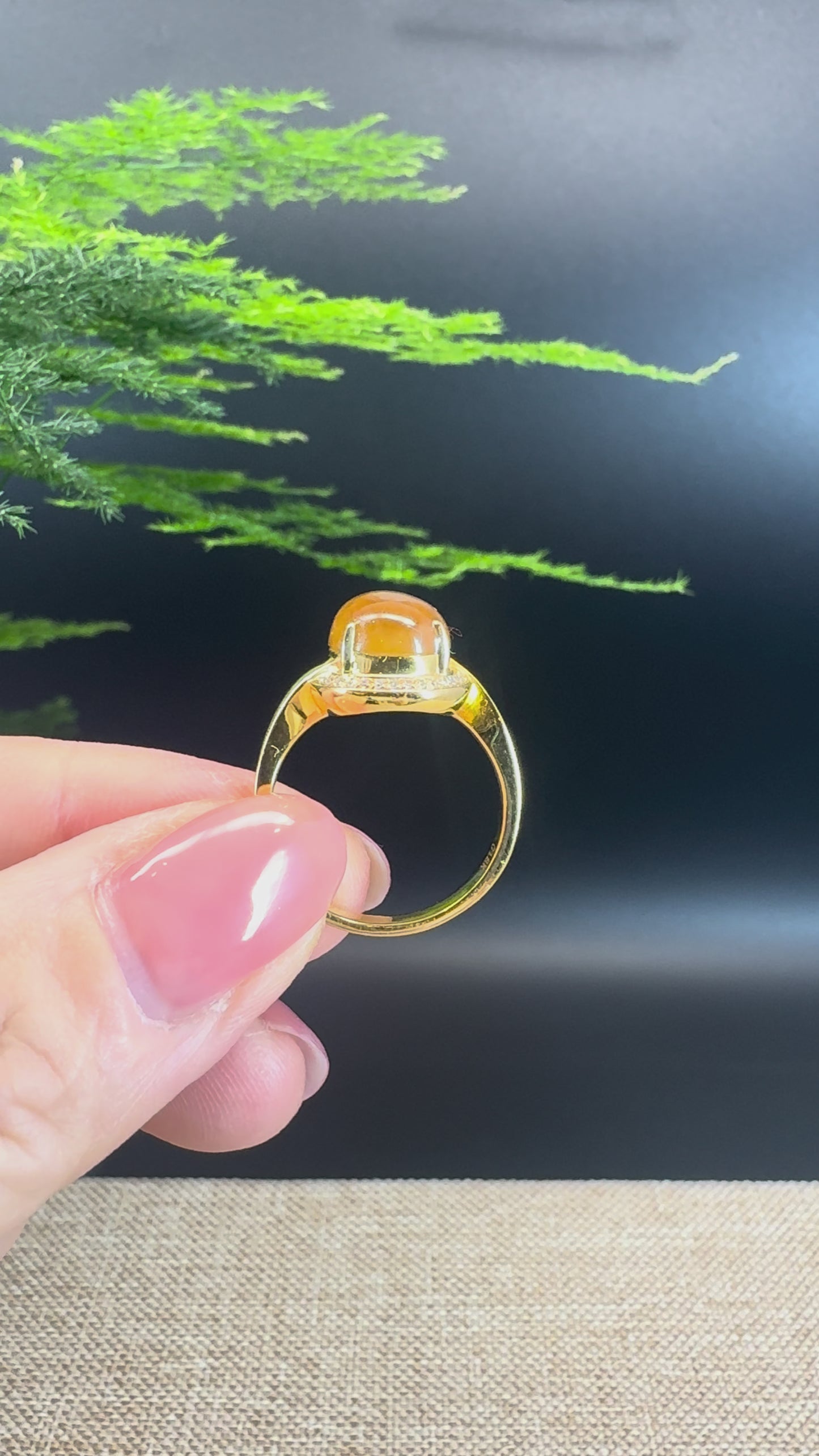 RealJade® "Signature Signet" 18K Yellow Gold Honey Yellow Jadeite Jade Diamonds Classic Ring