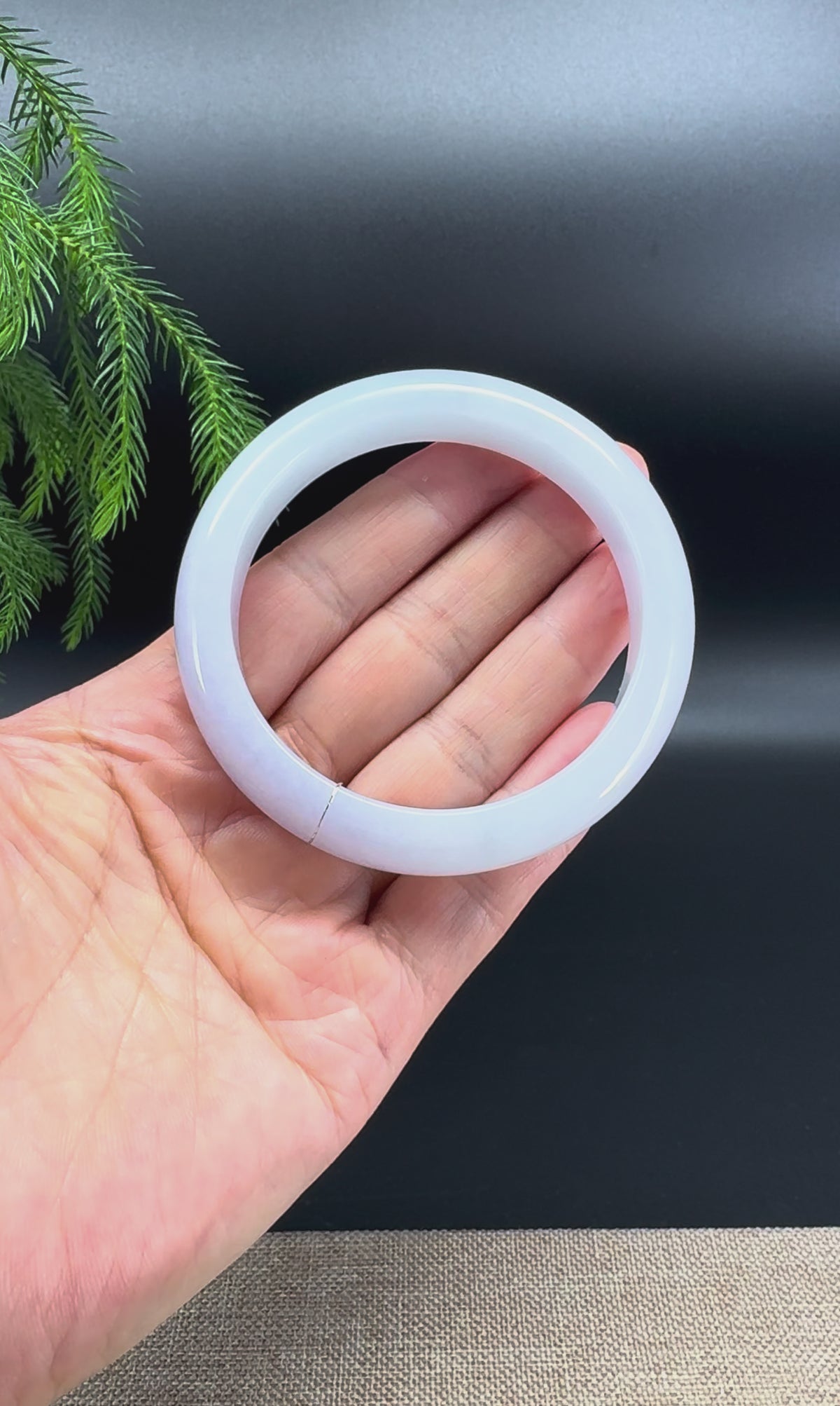 Genuine Burmese Light Lavender Jadeite Jade Bangle Bracelet (57.8mm)