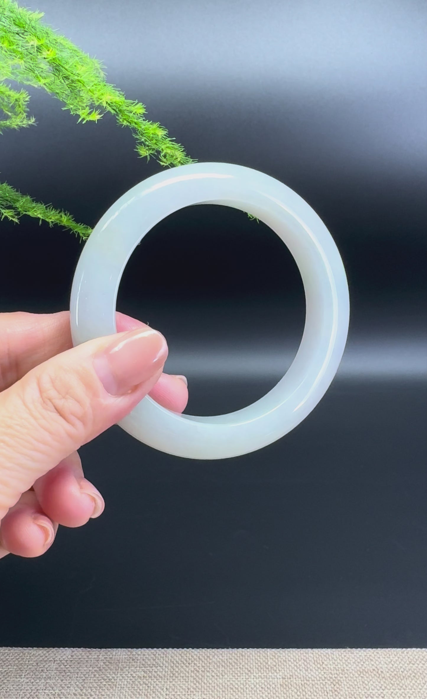 Load and play video in Gallery viewer, Genuine Burmese Lavender Green Jade Jadeite Bangle Bracelet ( 57mm )
