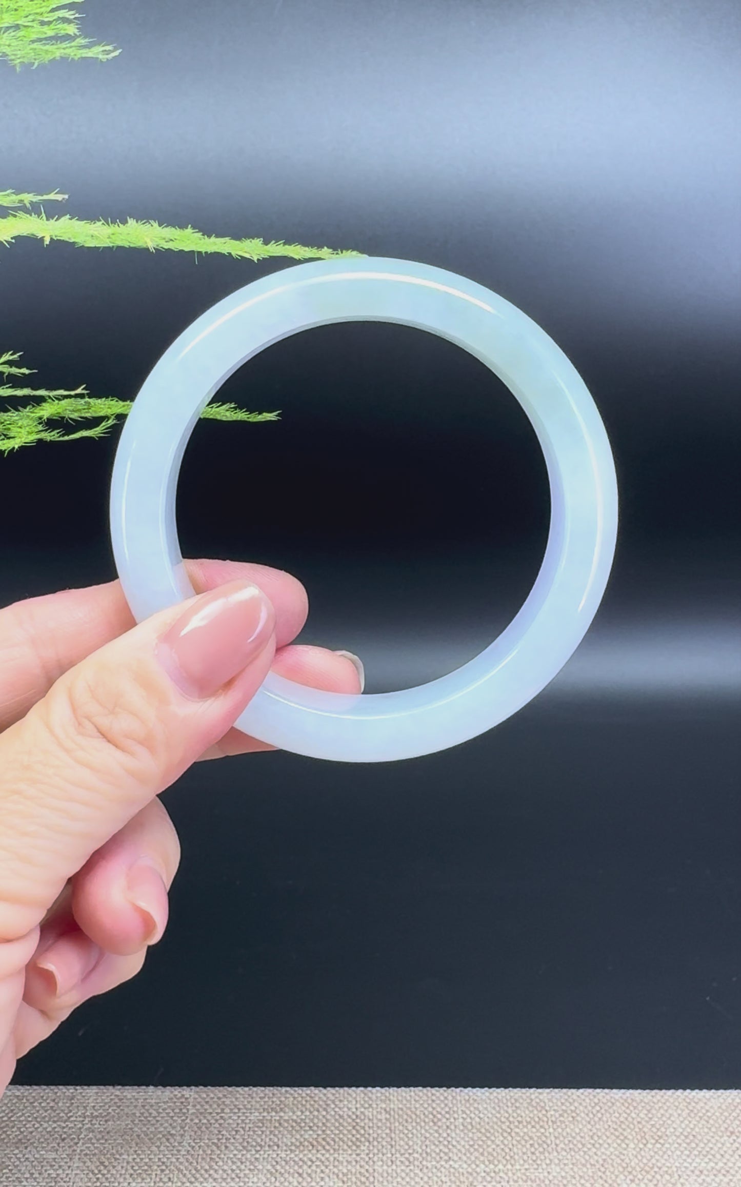 Load and play video in Gallery viewer, Genuine Burmese Lavender Green Jade Jadeite Bangle Bracelet ( 57.3mm )

