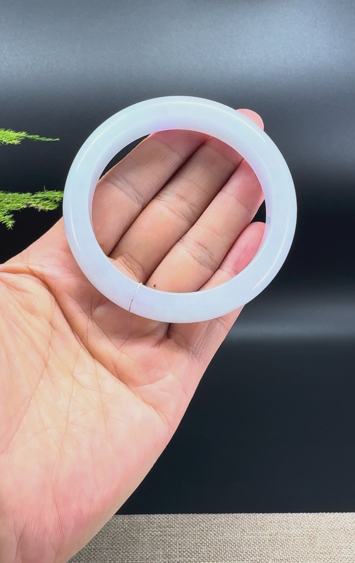 Genuine Burmese Light Lavender Green Jade Jadeite Bangle Bracelet ( 57.2mm )