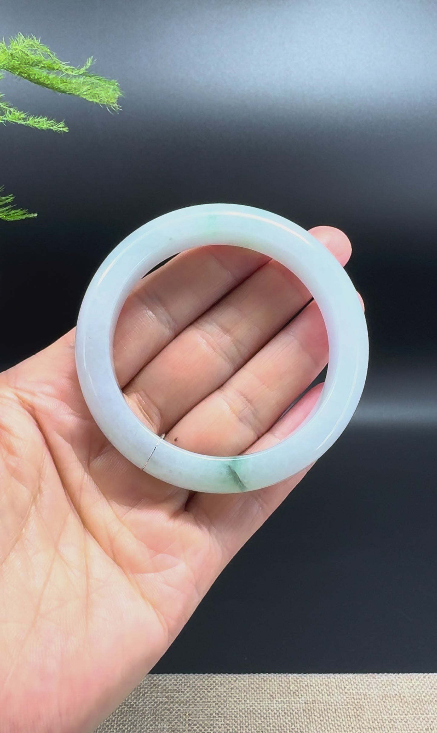 Genuine Burmese Icy Green Jade Jadeite Bangle Bracelet ( 53.7mm )