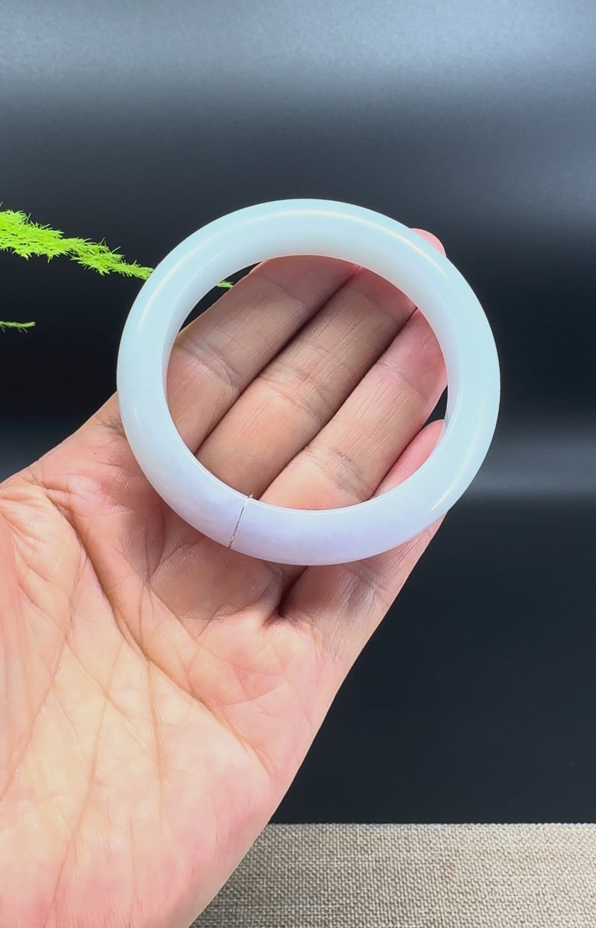 Genuine Burmese Light Lavender Green Jadeite Jade Bangle Bracelet ( 53.4mm )