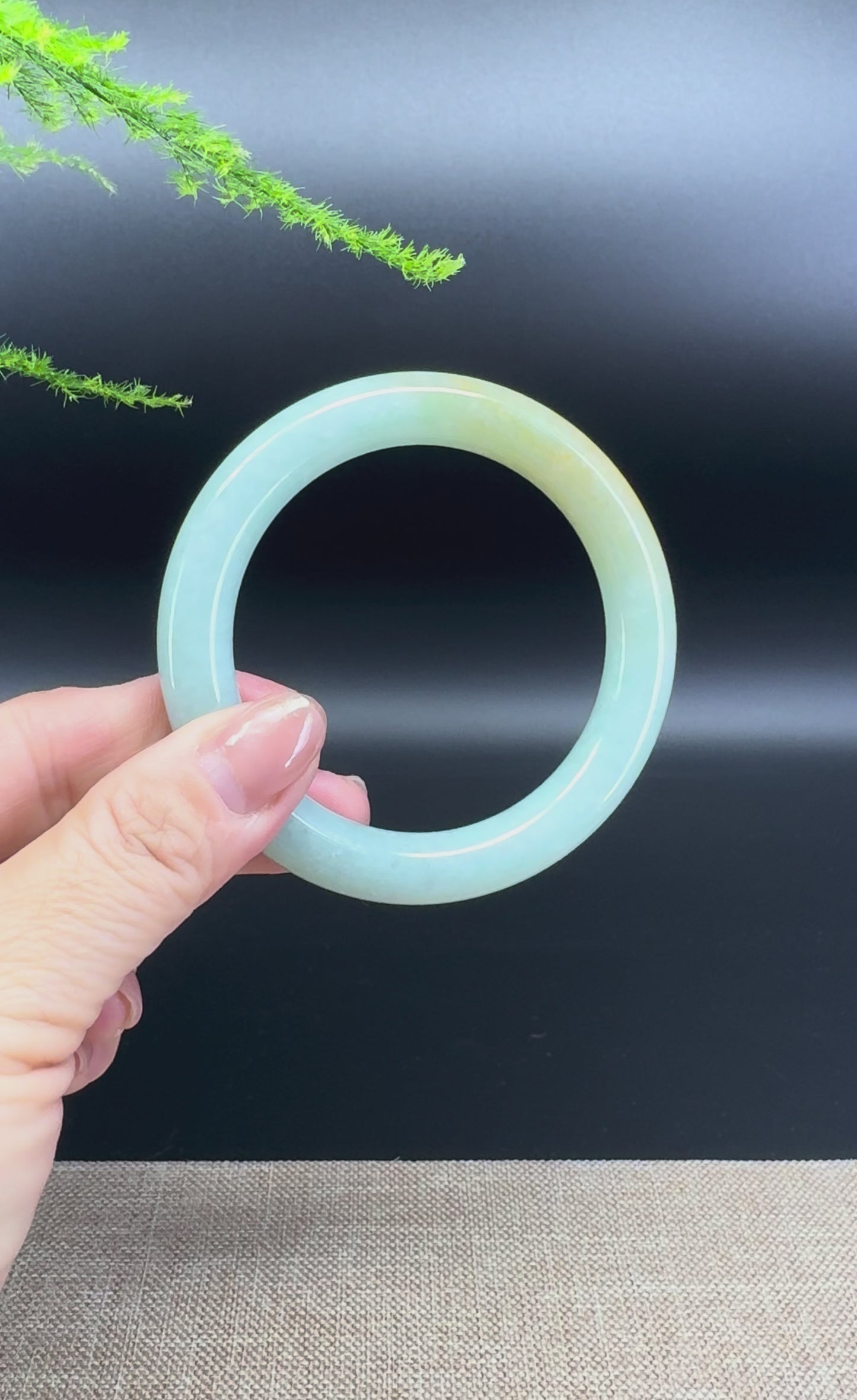 Load and play video in Gallery viewer, Genuine Burmese Yellow Green Jade Jadeite Bangle Bracelet ( 56mm )
