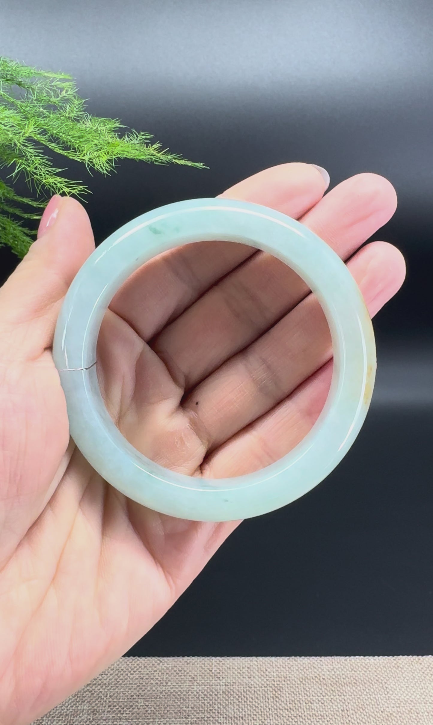Genuine Burmese Yellow Green Jade Jadeite Bangle Bracelet ( 55.9mm )