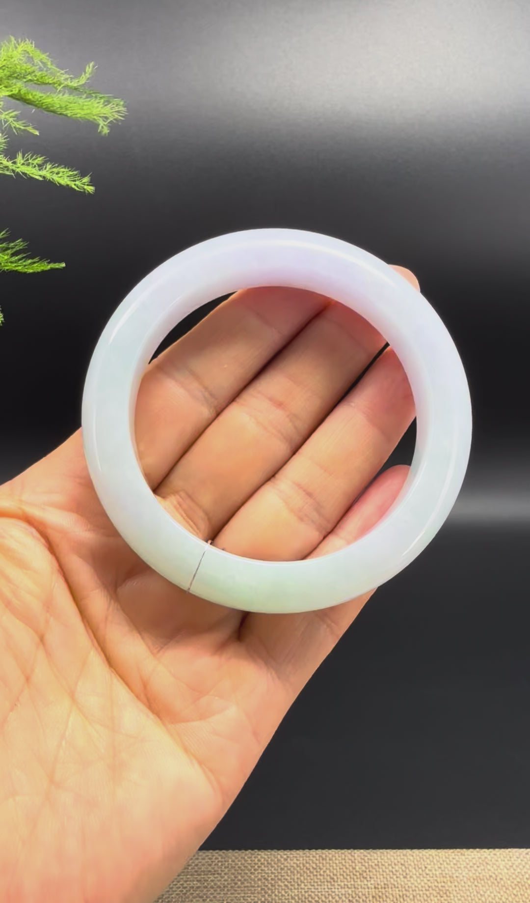Genuine Burmese Lavender Green Jade Jadeite Bangle Bracelet ( 56.8mm )